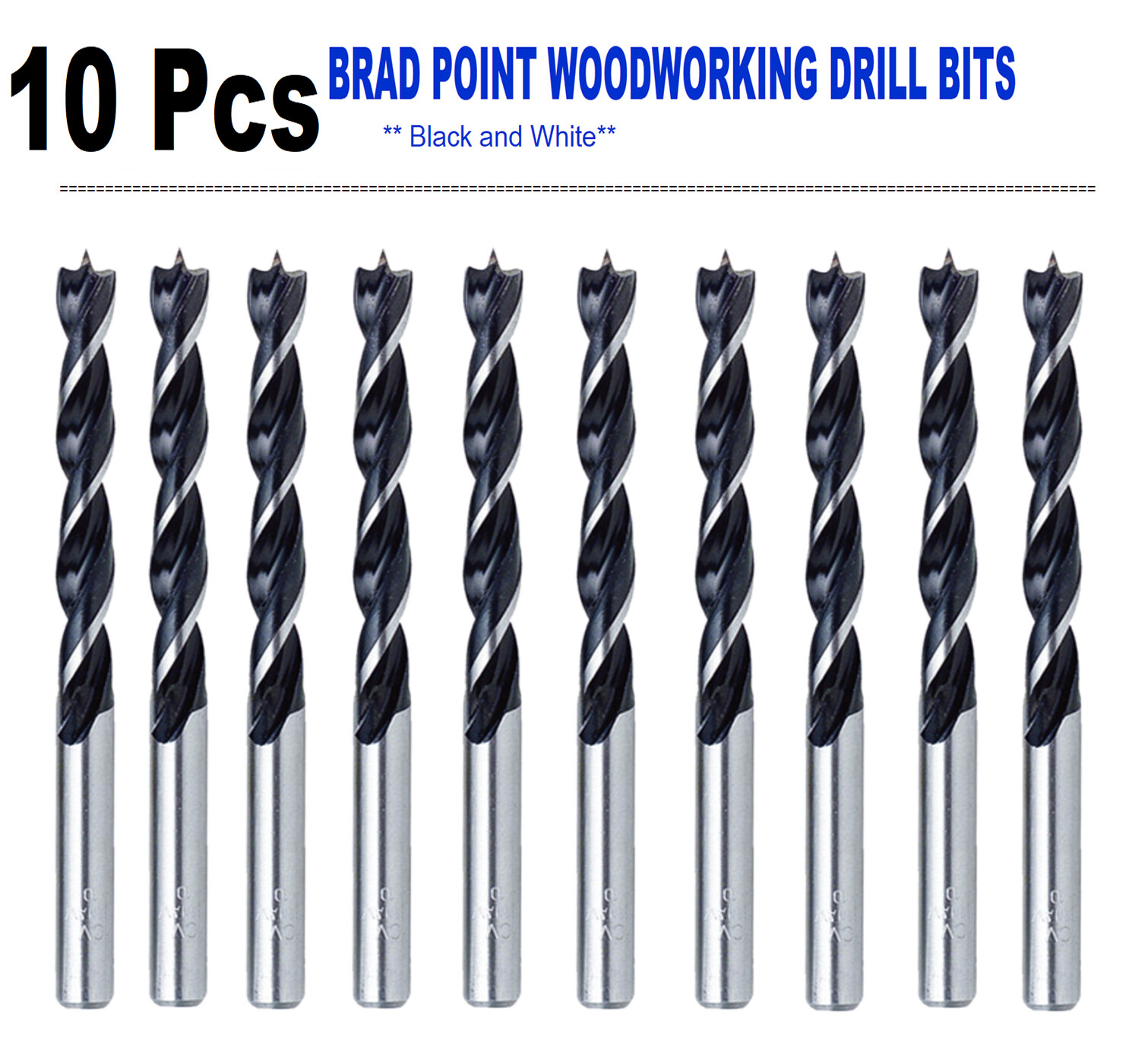 10Pcs 1/4″ Wood Brad Point Drill Bit Woodworking Drills for Hardwood Softwood