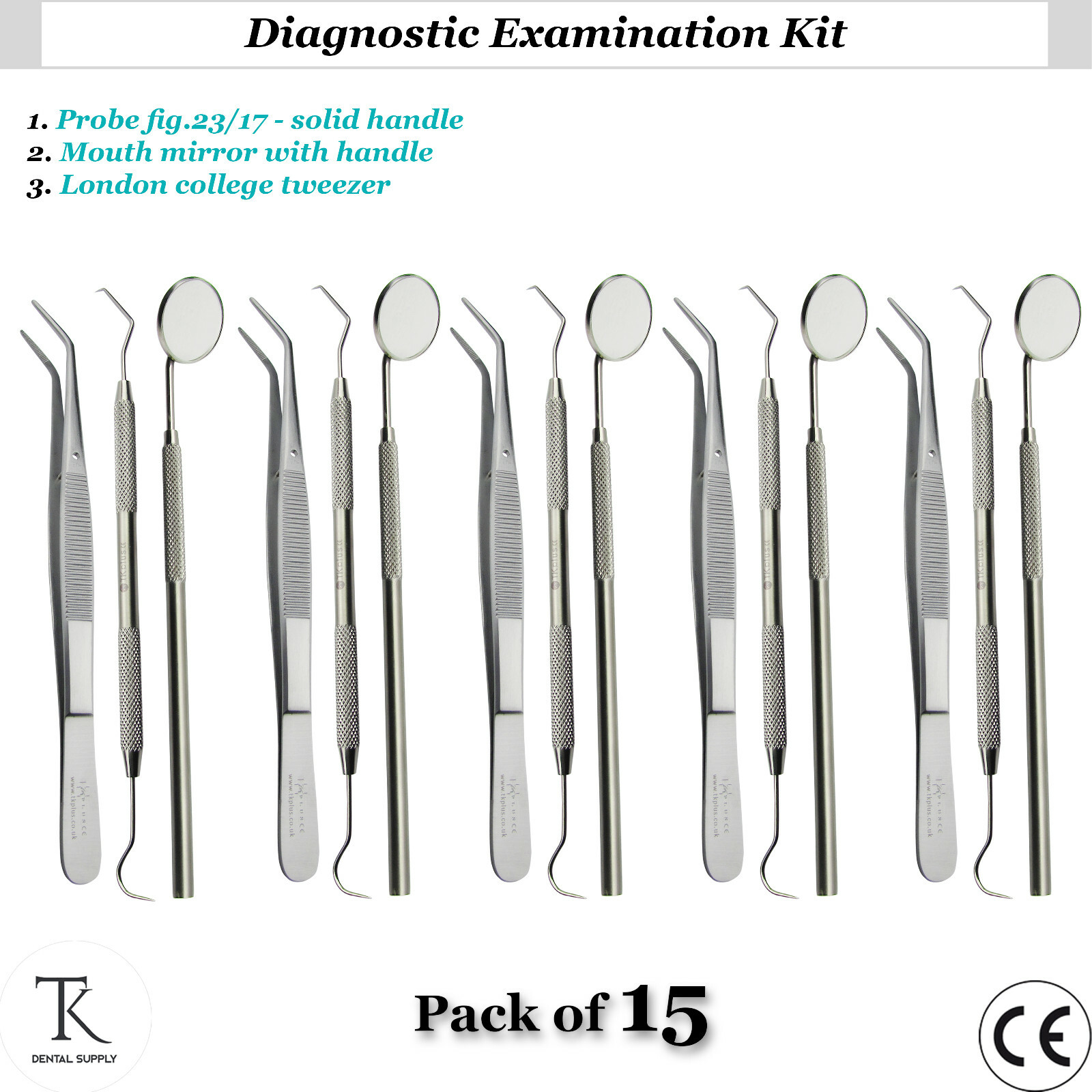 Diagnostic Instruments Basic Examination Kit Dentistry Hygienist – Pack Of 15 CE