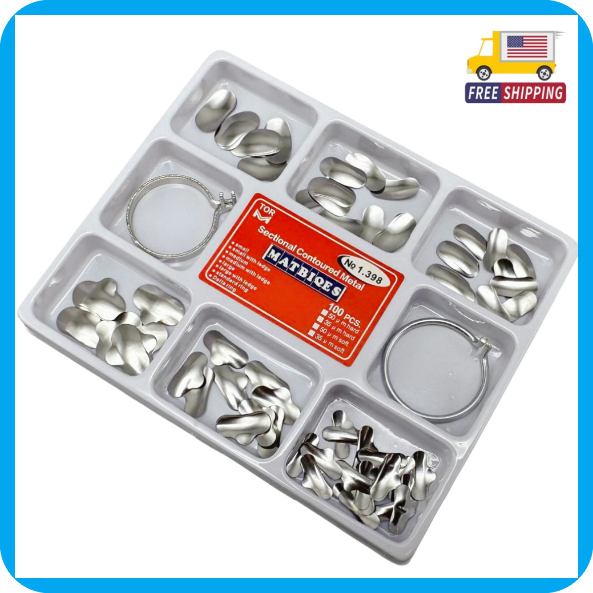 Dental Sectional Contoured Metal Matrices Refill Matrix Band Ledge 35-50um Kit