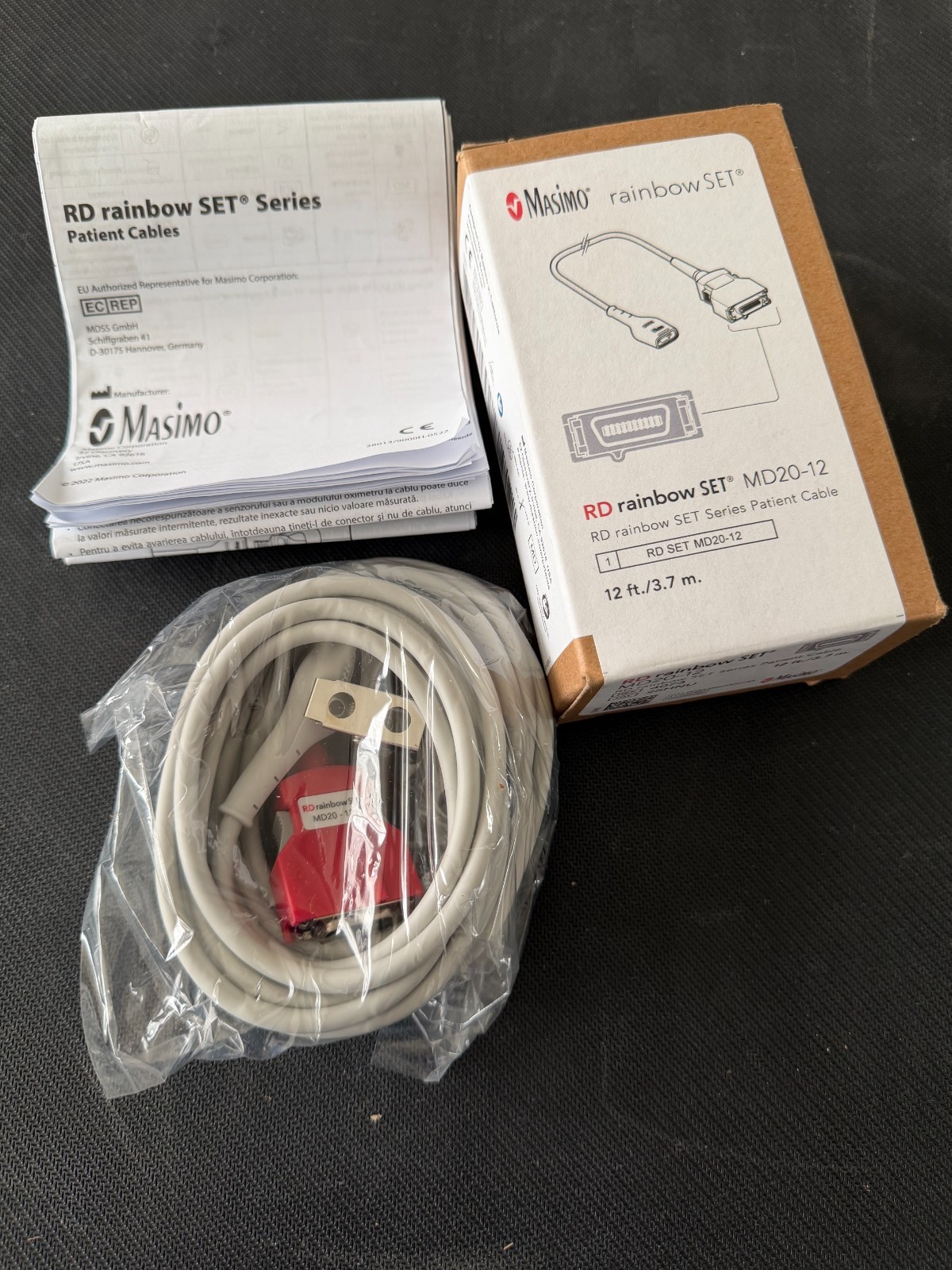MASIMO RAINBOW SET MD20-12 PATIENT CABLE REF 4073 12ft./3.7m NEW WITH BOX
