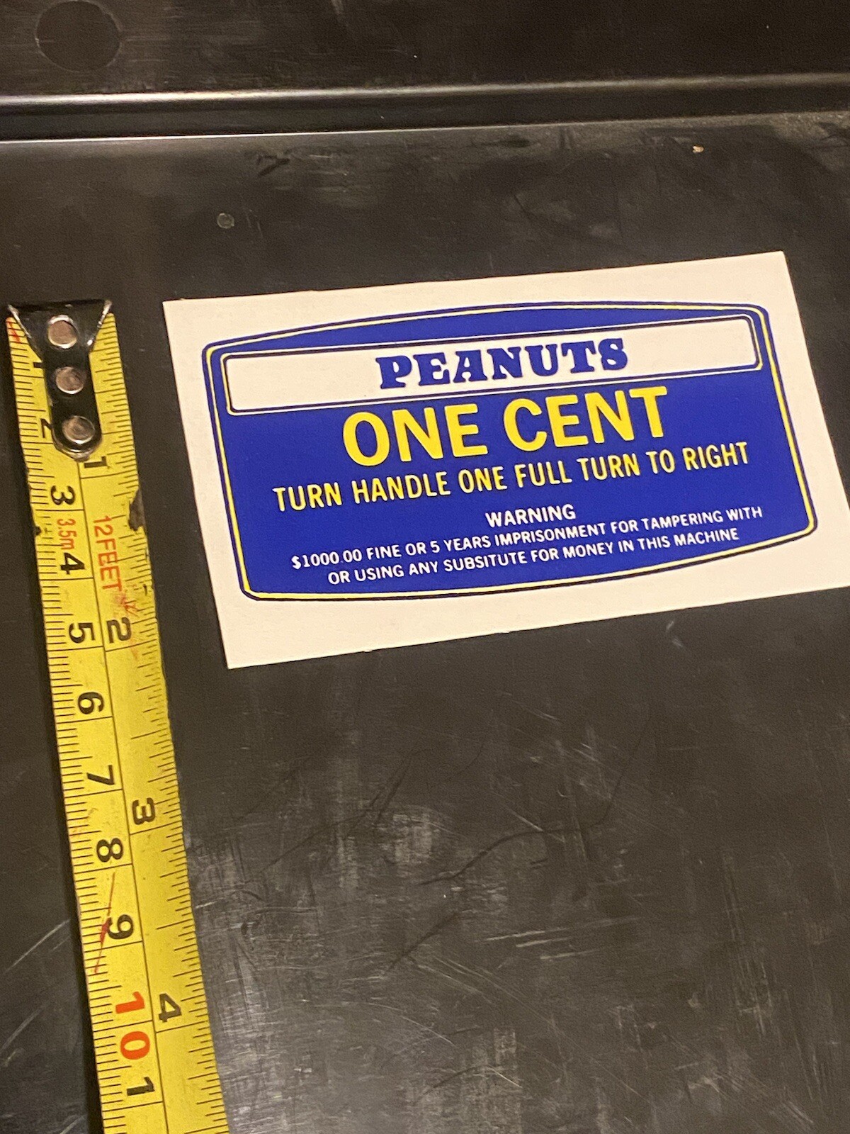 One Cent Peanuts Decal for a Norris Master Peanut Gumball Vending Machine (126)