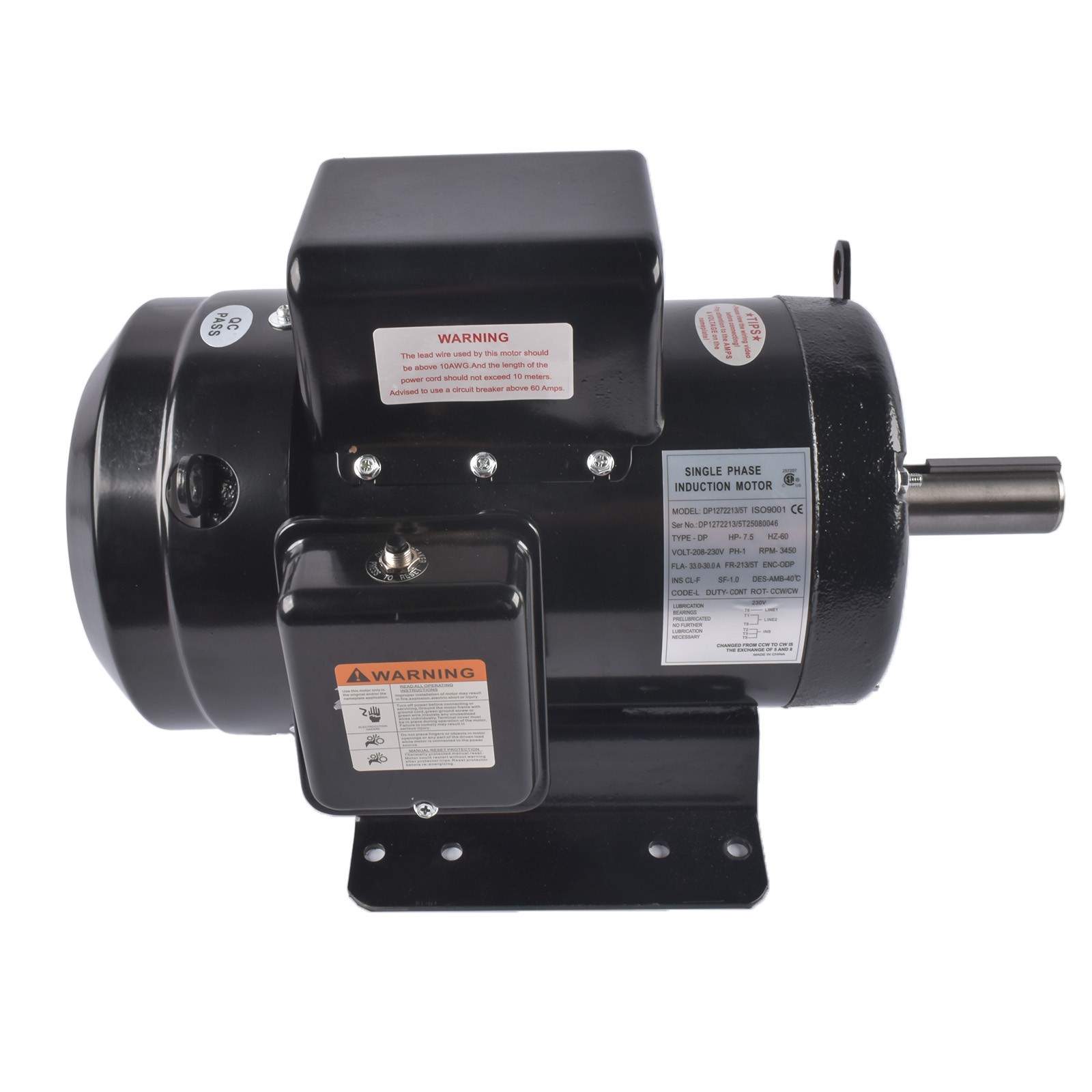7.5HP Air Compressor Motor fits for Ingersoll Rand Single Phase 230V 3450RPM