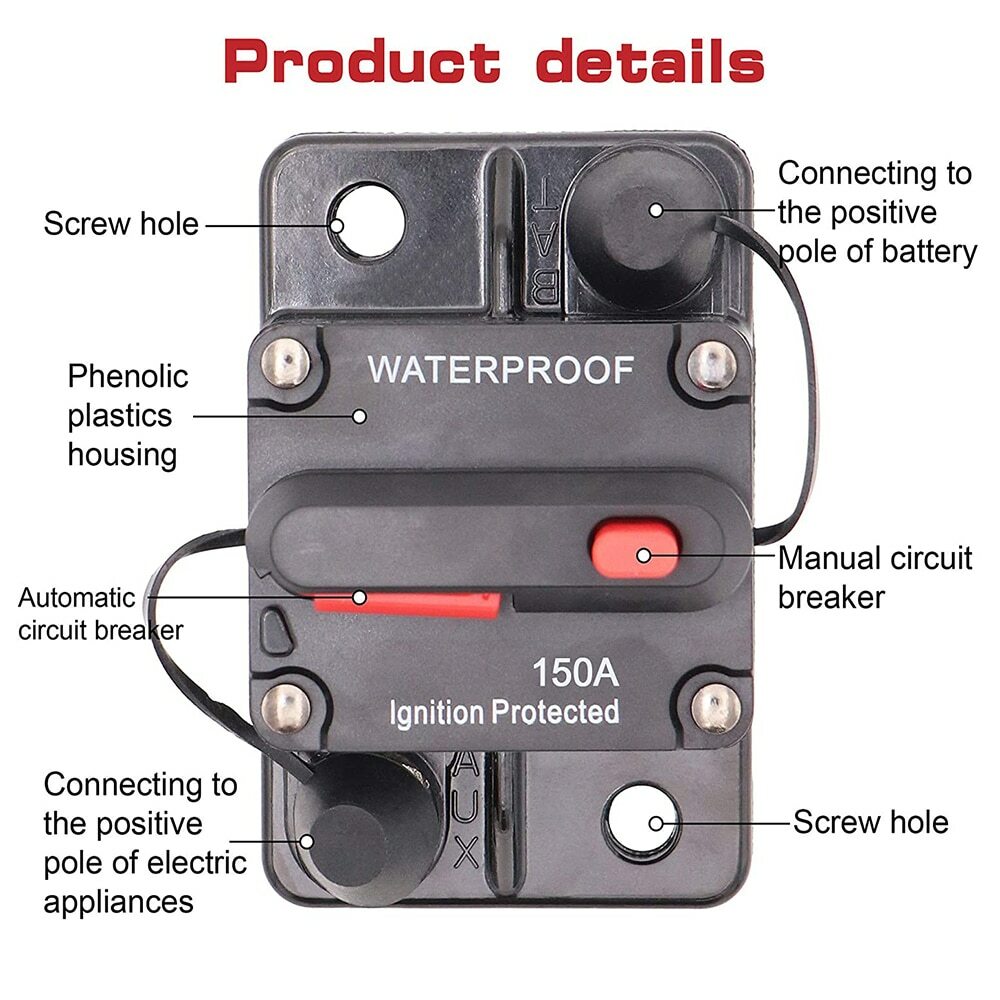 30A 60A 120A Automotive Marine Circuit Breaker with Manual Reset Surface-Mount