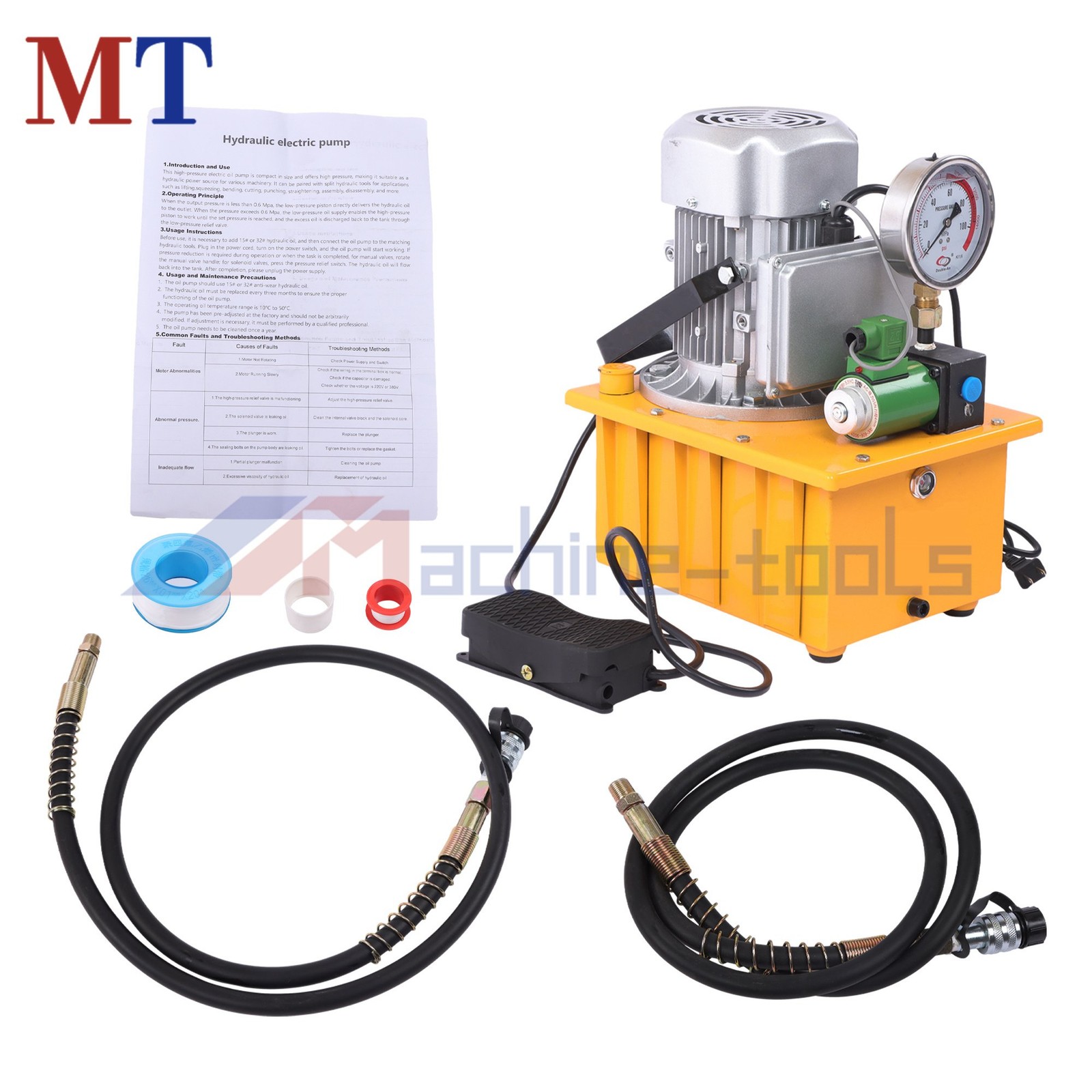 Electric Pump with Solenoid Valve 10000 PSI Single Acting 8L