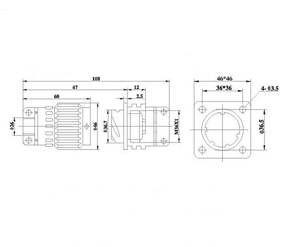 US Stock Military 50-Pin Male Female Circular Connector Y2M-50TK/ZJ YP36-50