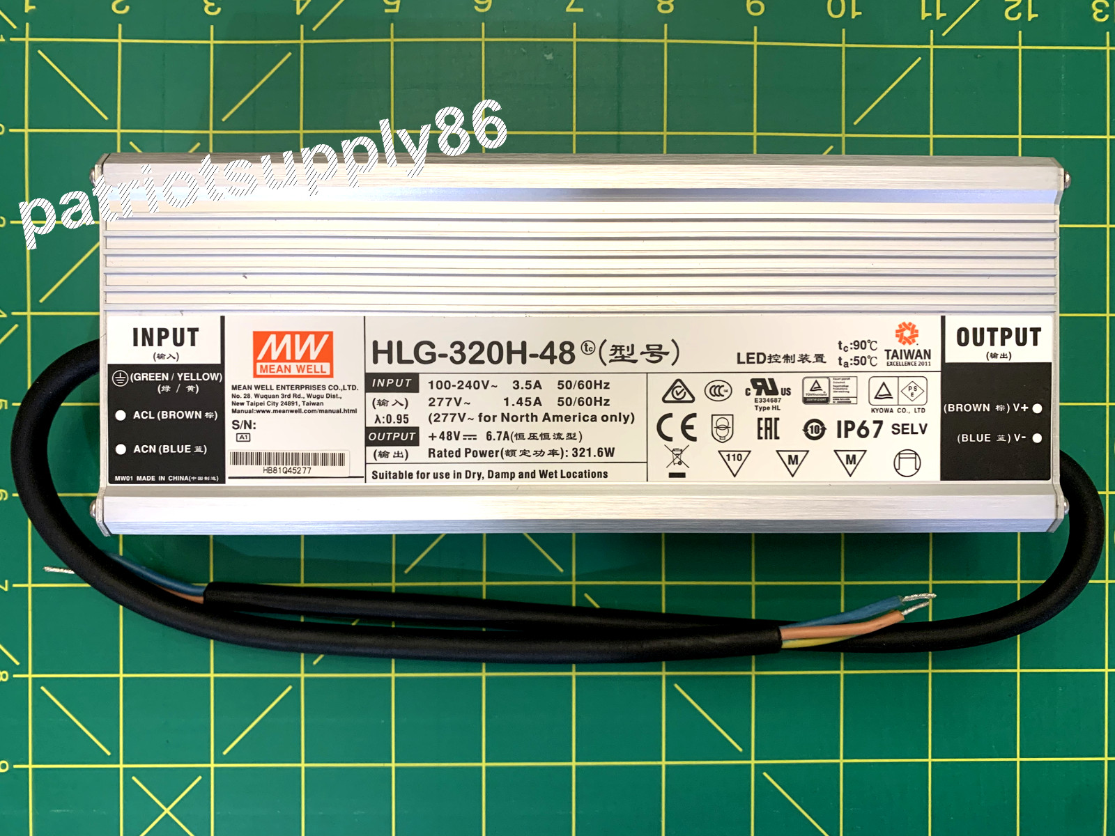 Mean Well HLG-320H-48 LED Driver 48V 320W IP67 CC / CV 6.7A Power Supply