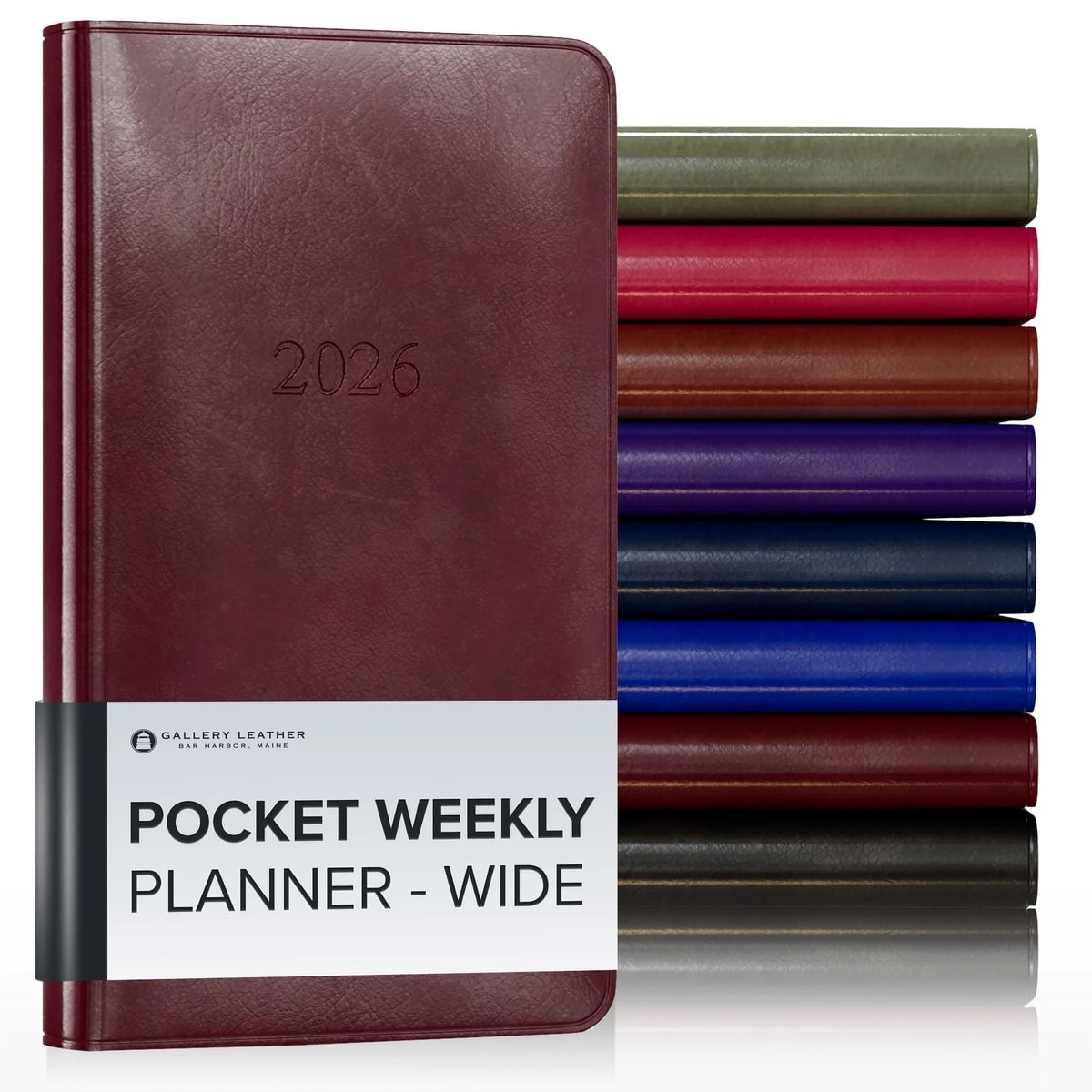 Leather Pocket Weekly Monthly Planner 2027, Regular & Wide – Gallery Leather