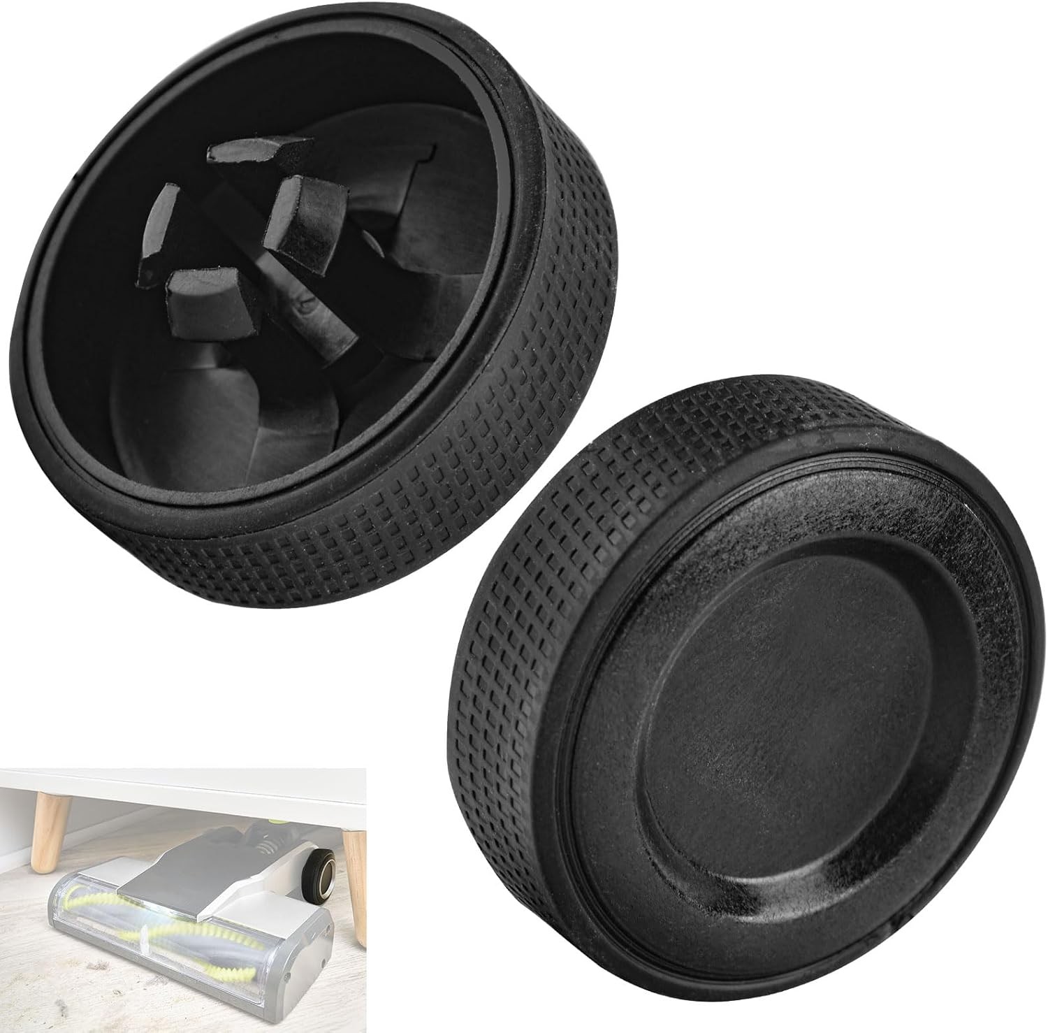 2 Pack Upgraded Replacement Wheel for Ryobi Cordless Stick Vacuum 18v BLACK