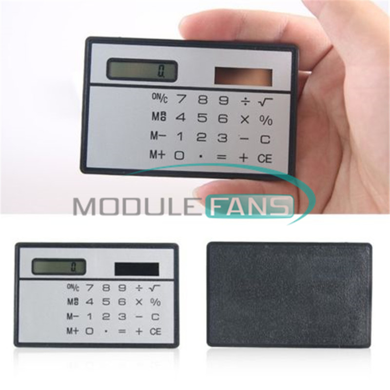 2PCS 8 Digits Ultra Thin Mini Slim Credit Card Solar Power Pocket Calculator New