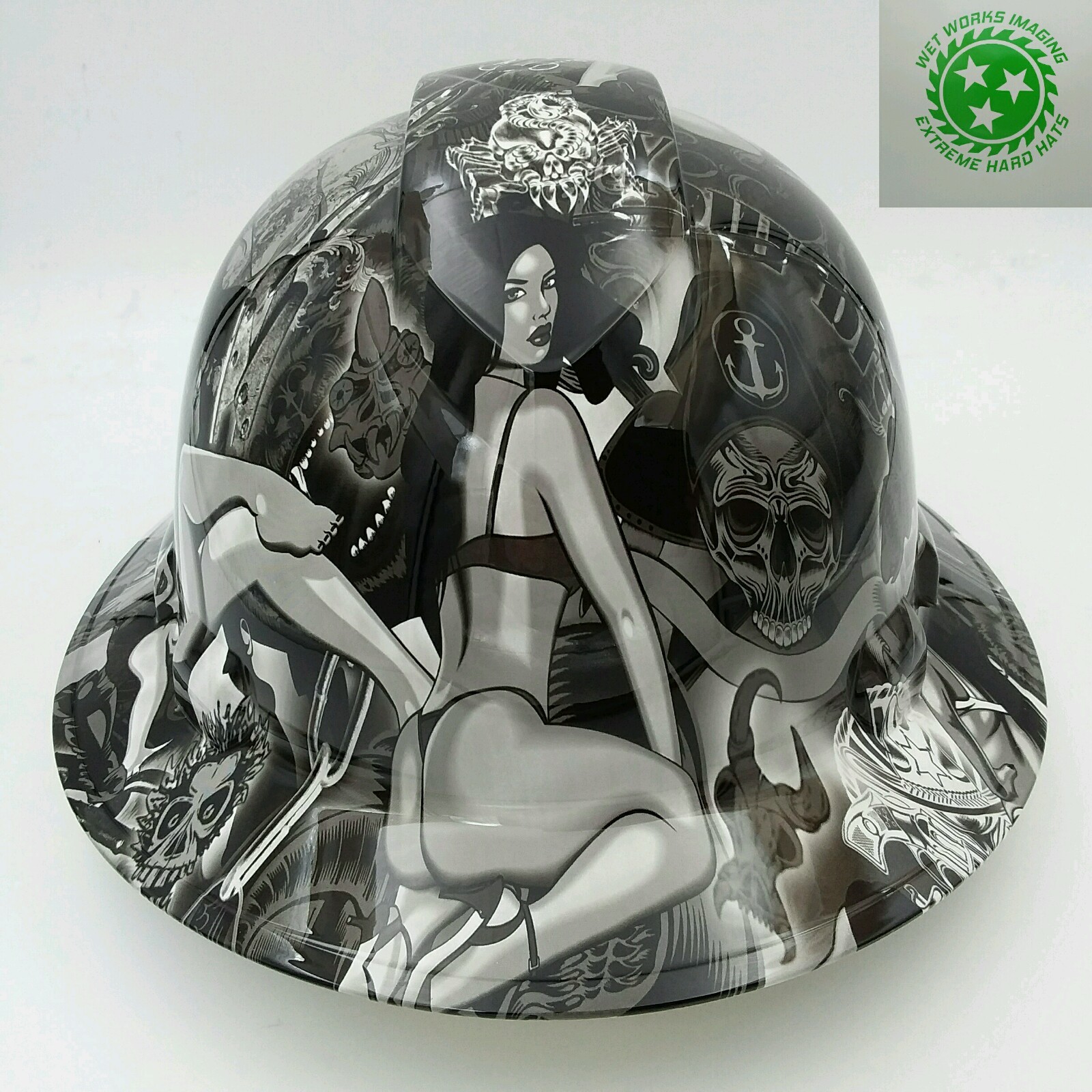 Hard Hat FULL BRIM custom hydro dipped , OSHA APPROVED , BIKER BABES WOW