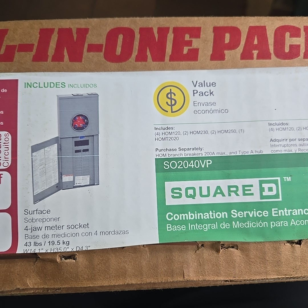 Square D SO2040VP Main Breaker Panel