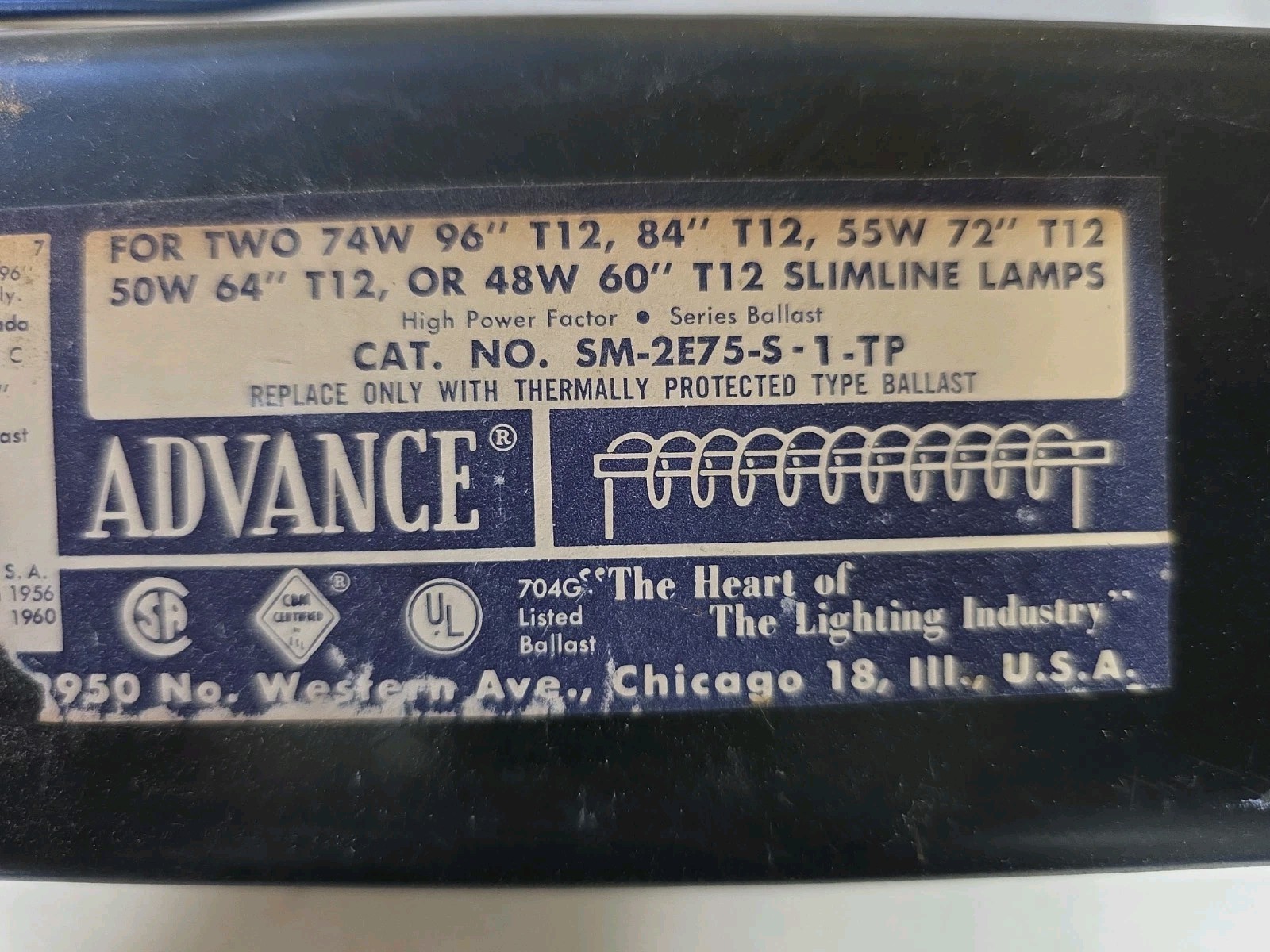 Advance Fluorescent Light Ballast T12 120 Volts