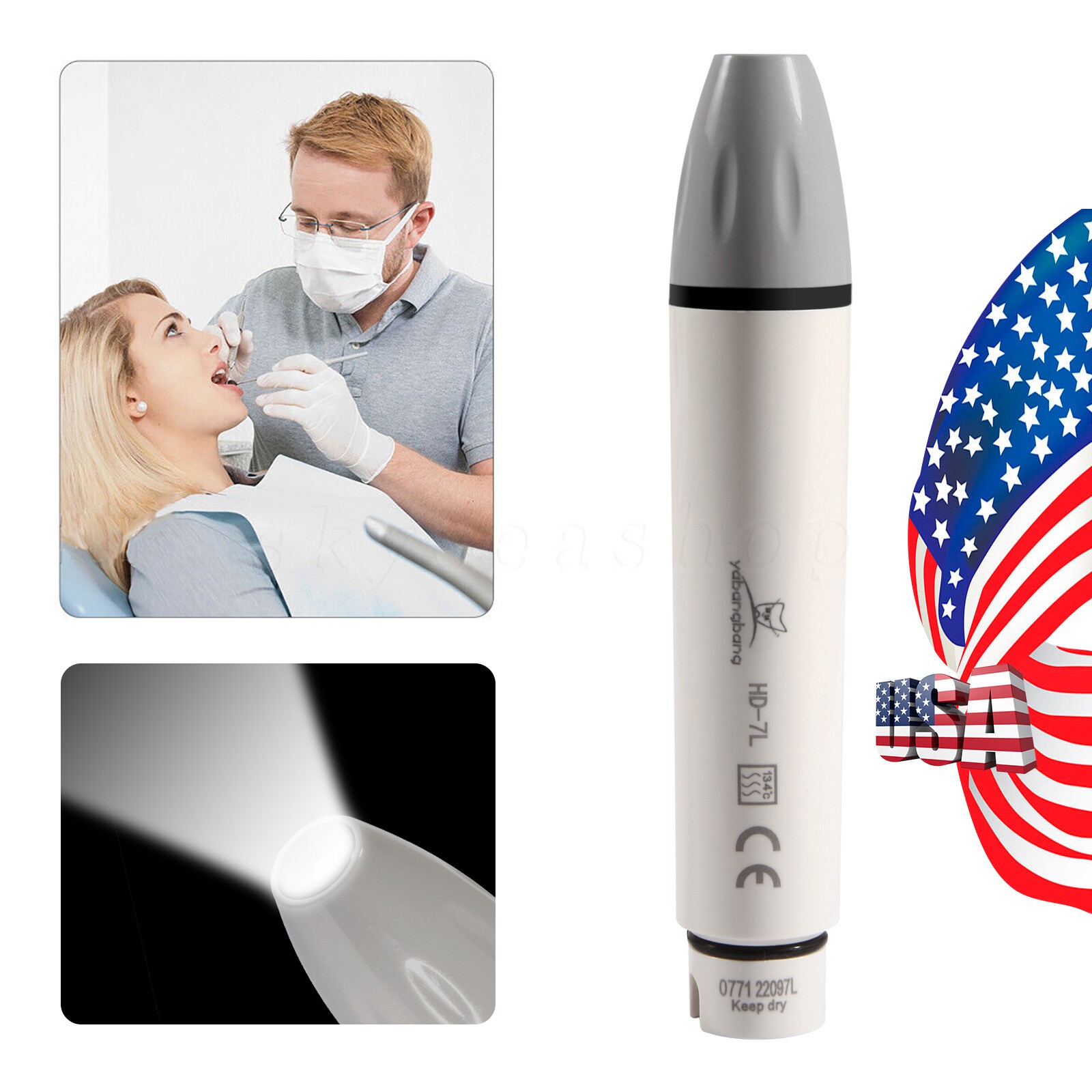 LED Fiber Optic Piezo Ultrasonic Scaler Handpiece Fit SATELEC DTE Tips HD-7L