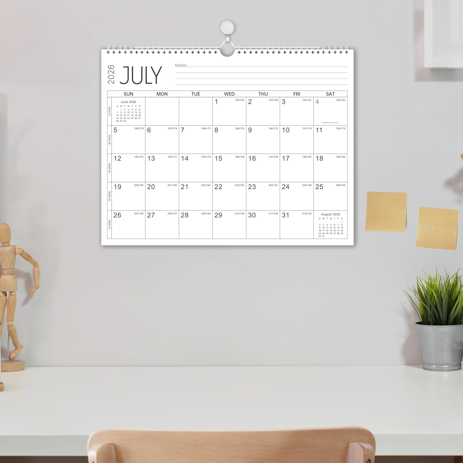 2026-2027 Calendar – 2 Years Wall 14.8” x 11.5”（26-27 white ）, White