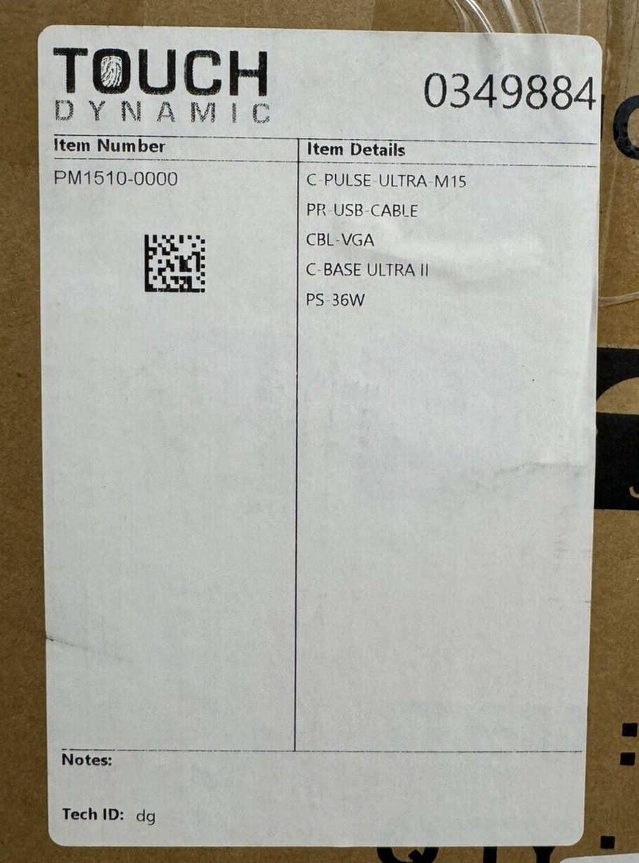 Touch Dynamic PM1510-0000 15″ Touchscreen Monitor New/Open Box