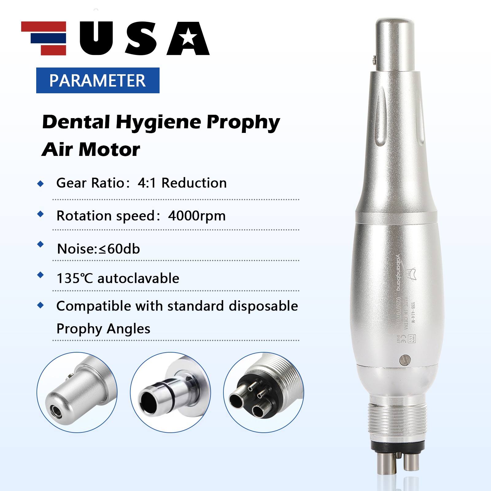 Dental 360° Swivel Hygiene Prophy Handpiece Air Motor 4:1 Cone 4 Holes 4000 rpm
