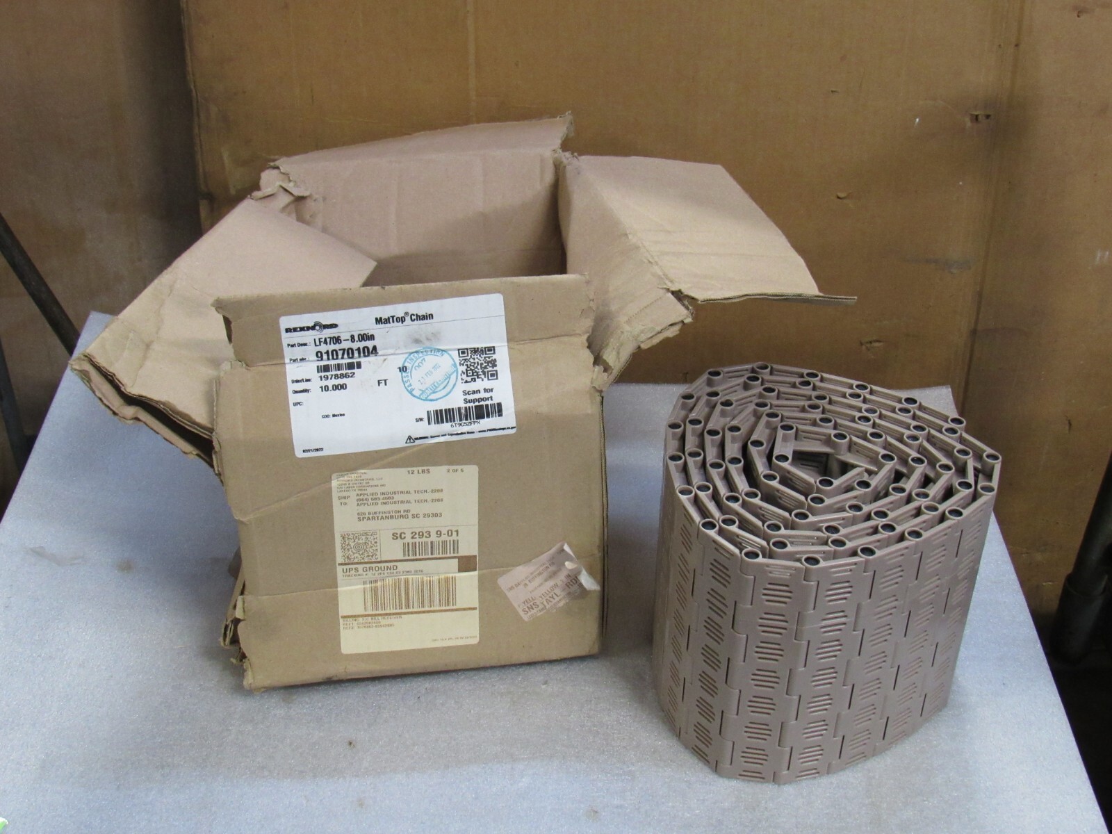 NEW REXNORD MAT TOP CONVEYOR CHAIN LF4706-8.00IN 91070104 8″W 10FT