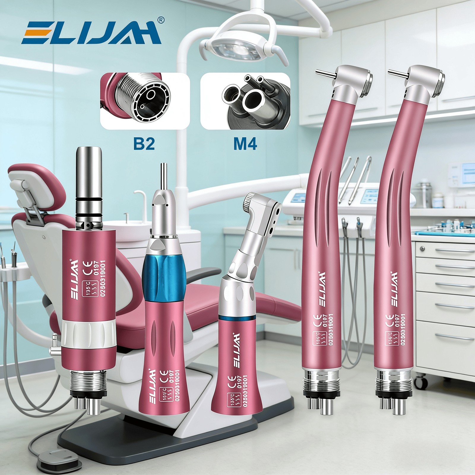 Dental High Speed/Slow Low Speed Handpiece Contra Angle Air Motor 2/4 Holes Kits