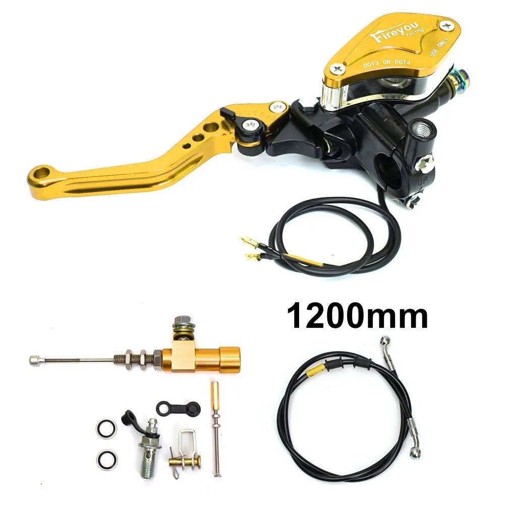 7/8in Motorcycle Hydraulic Brake Clutch Kit Lever Pump Hose for Yamaha Honda