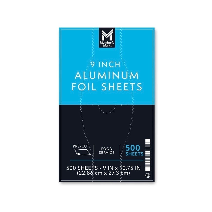 Member’s Mark Foil Sheets 9 x 10.75 Inch 500 Count Aluminum Foil