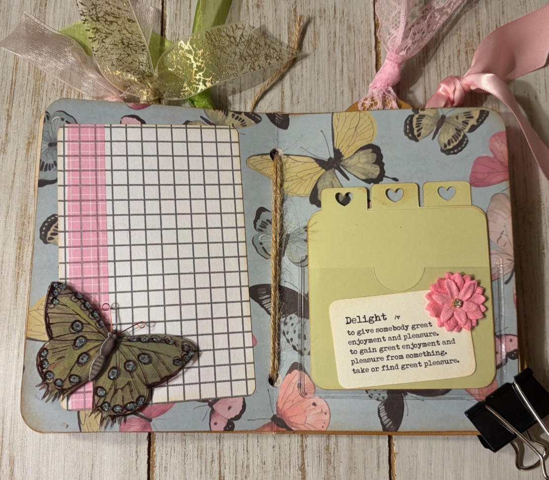 Junk Journal Handmade Booklet Book Vintage «Pink Fairies» Pockets, Ephemera