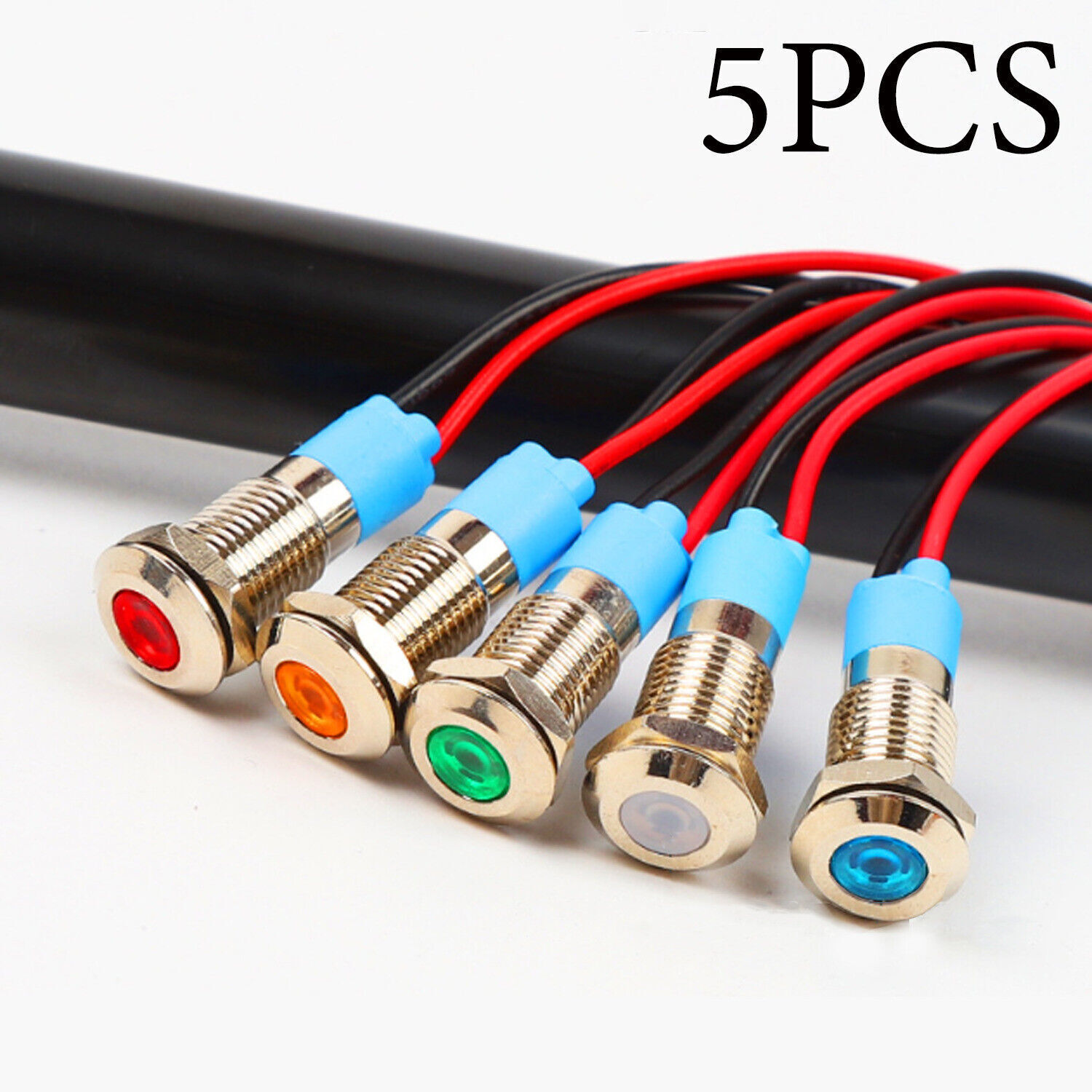 8mm 12/24V 1/2″ LED Metal Indicator Light Signal Lamp Waterproof 5PCS