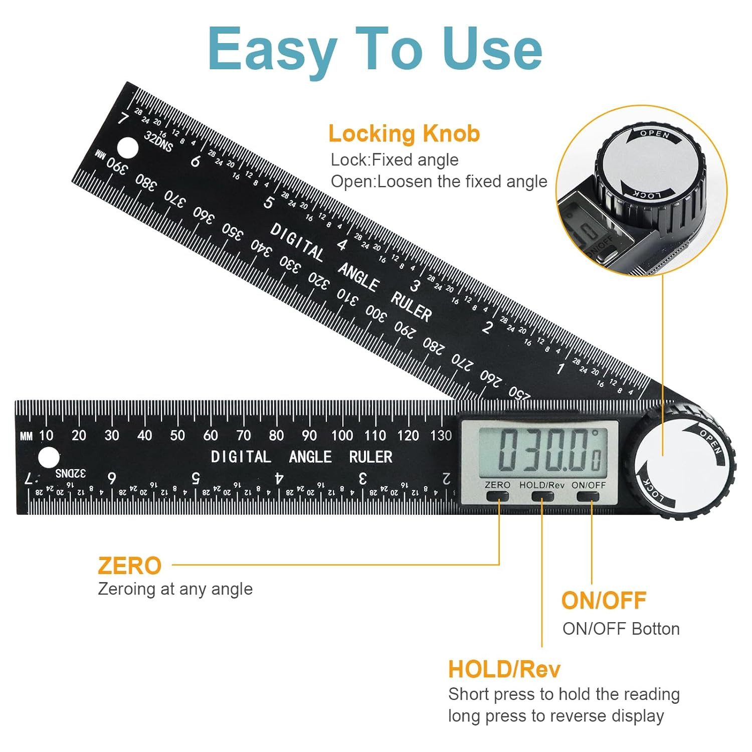 Third Generation Protractor Angle Finder, Digital Angle Ruler with 7Inch/200Mm