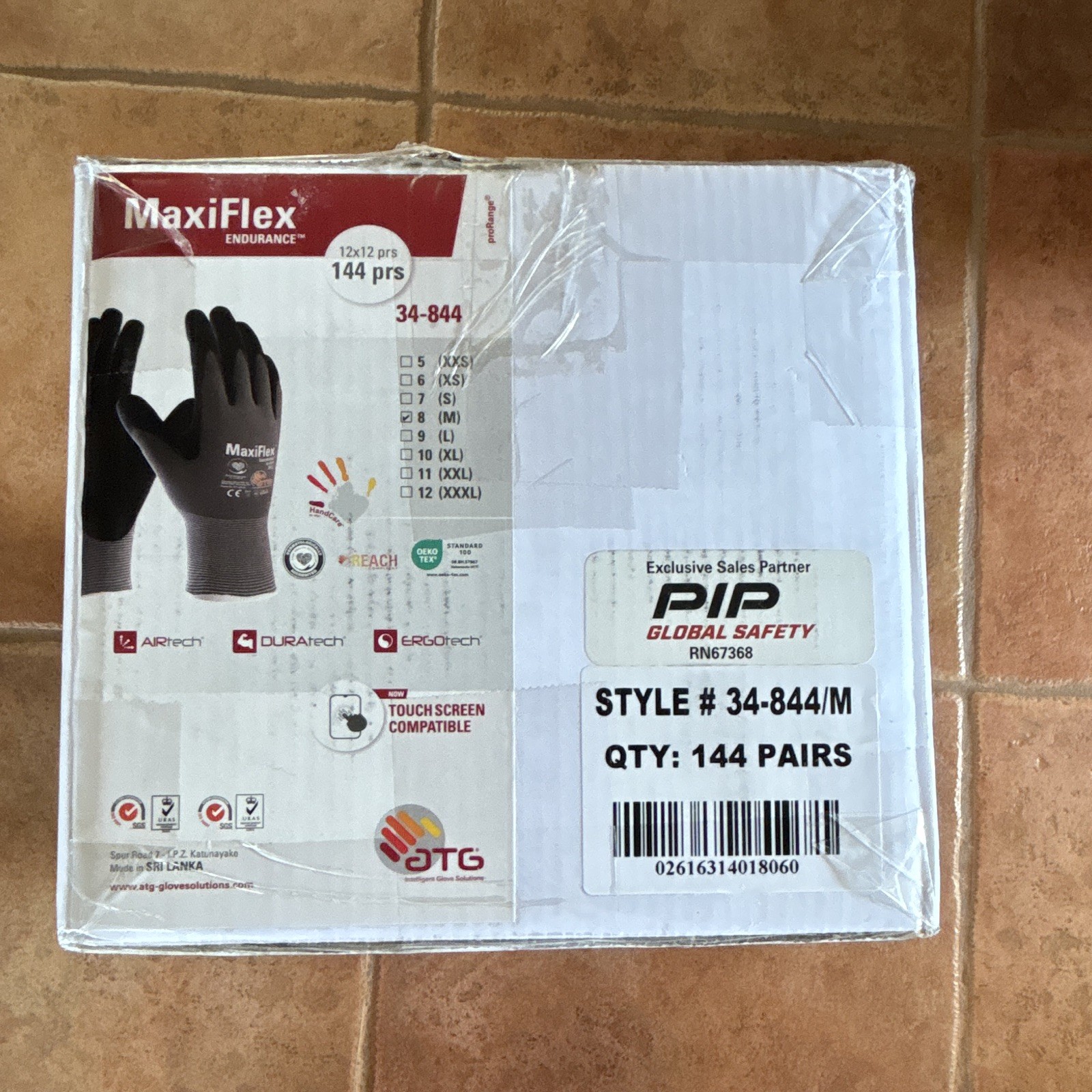 ATG MaxiFlex Endurance Work Gloves 34-844/M Size M Bulk Lot 144 Pairs