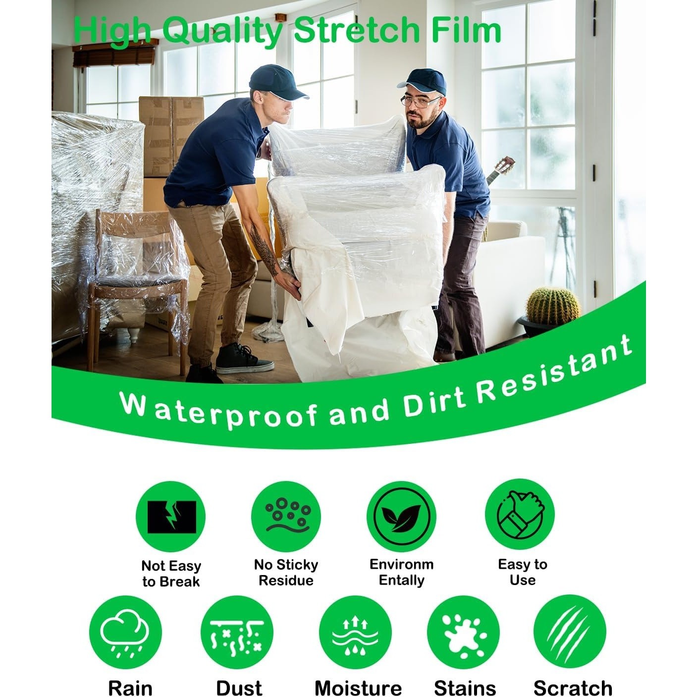 4 Rolls 18″ x 1500ft Clear Heavy Duty Pallet Shrink Stretch Wrap Film 80 Gauge