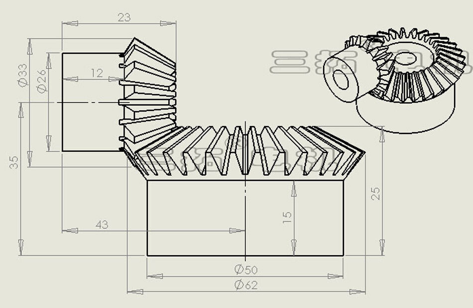 1Set Metal Bevel Gears 1.5/2Mod 1:2(15T/30T) 1:3(15T/45T) Paring Bore 8mm 90°