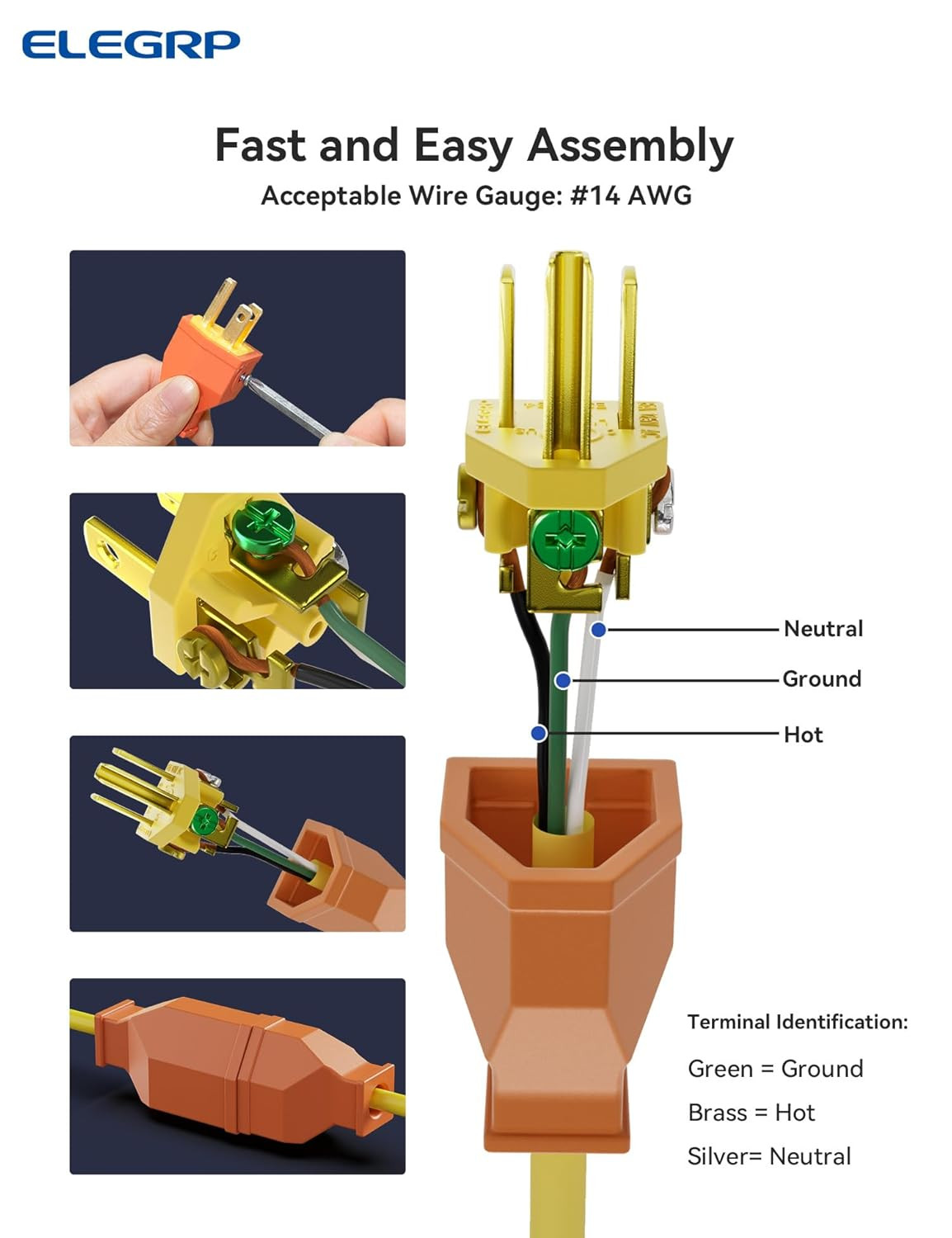 Extension Cord Ends – Male and Female Replacement Plug and Connector Set