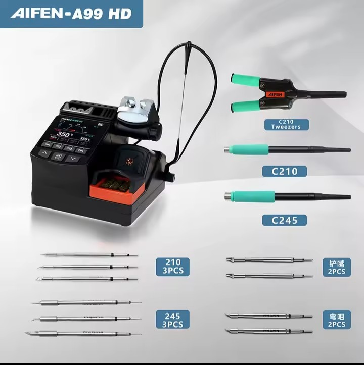 AIFEN–A99 HD Precision Tweezers With 210/245 Soldering Station FULL SET