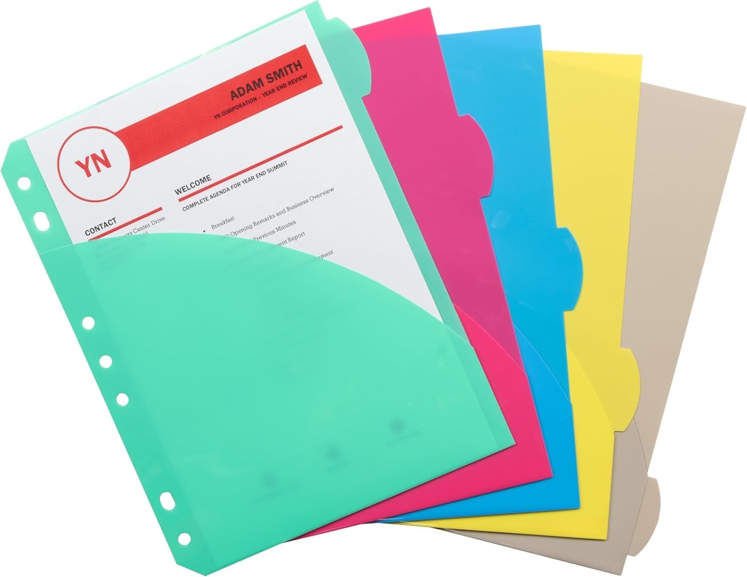 Mini Size 5-Tab Poly Index Dividers with Pockets, for 5.5 x 8.5, 6 x 9 and 8….