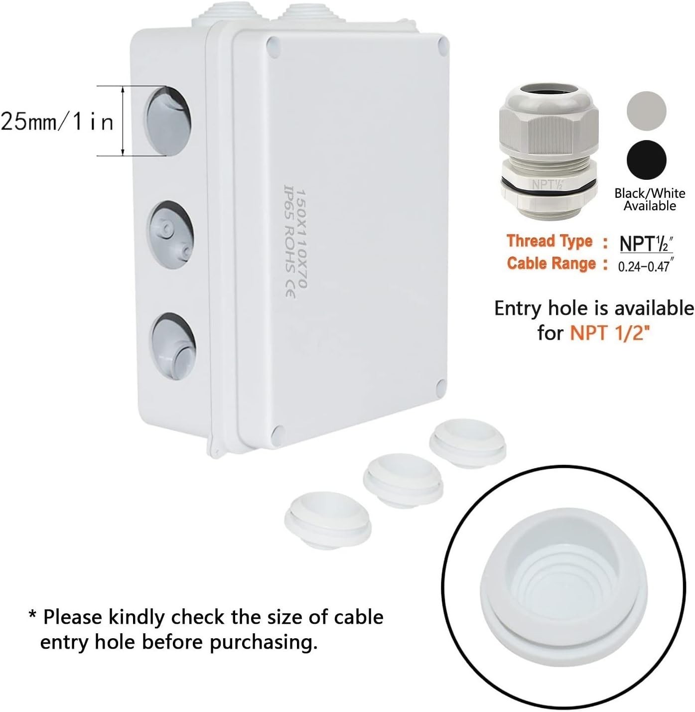 ABS Plastic Dustproof Waterproof Junction Box Universal Electrical Project E…