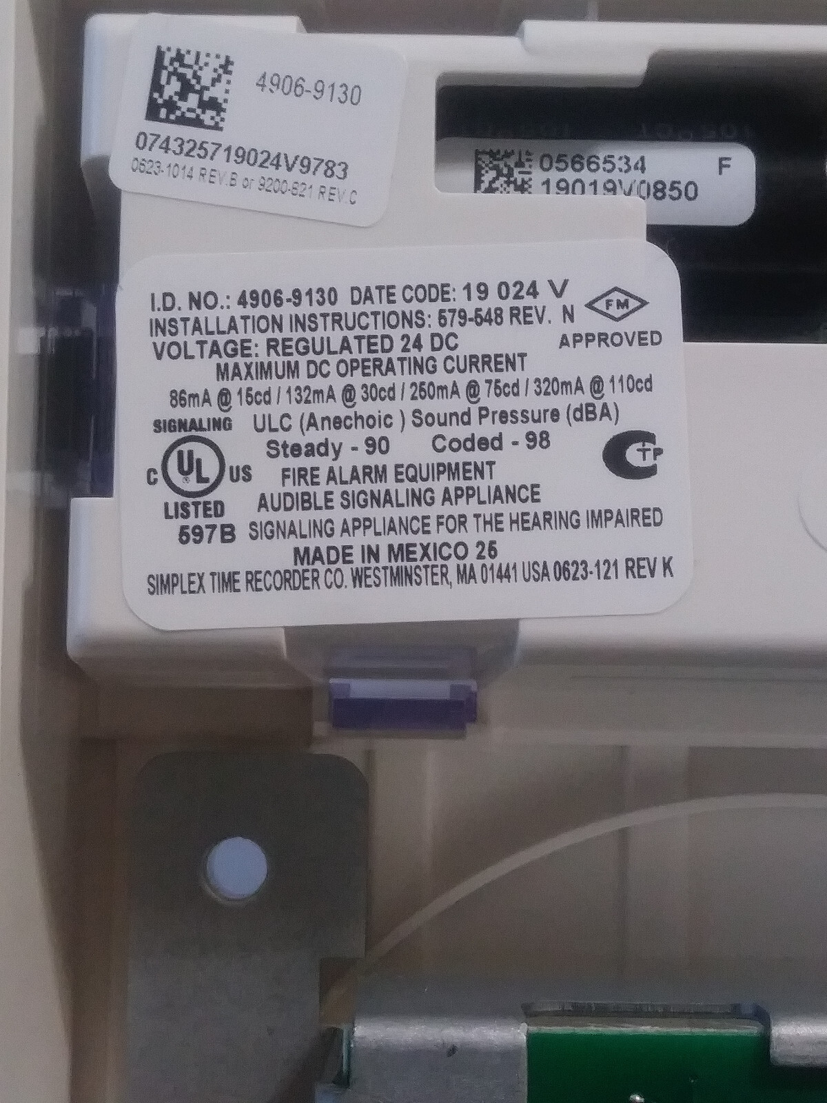 Ceiling Mount White Multi-Candela Horn Strobe easy install new simplex 4906-9130