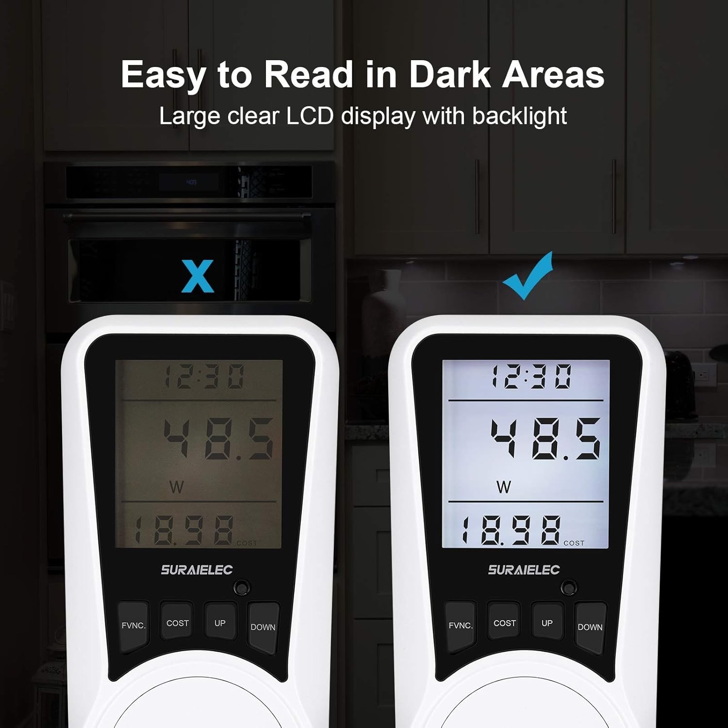 Watt Meter Plug-in Socket Power Meter Auto Cost Calculator Backlit