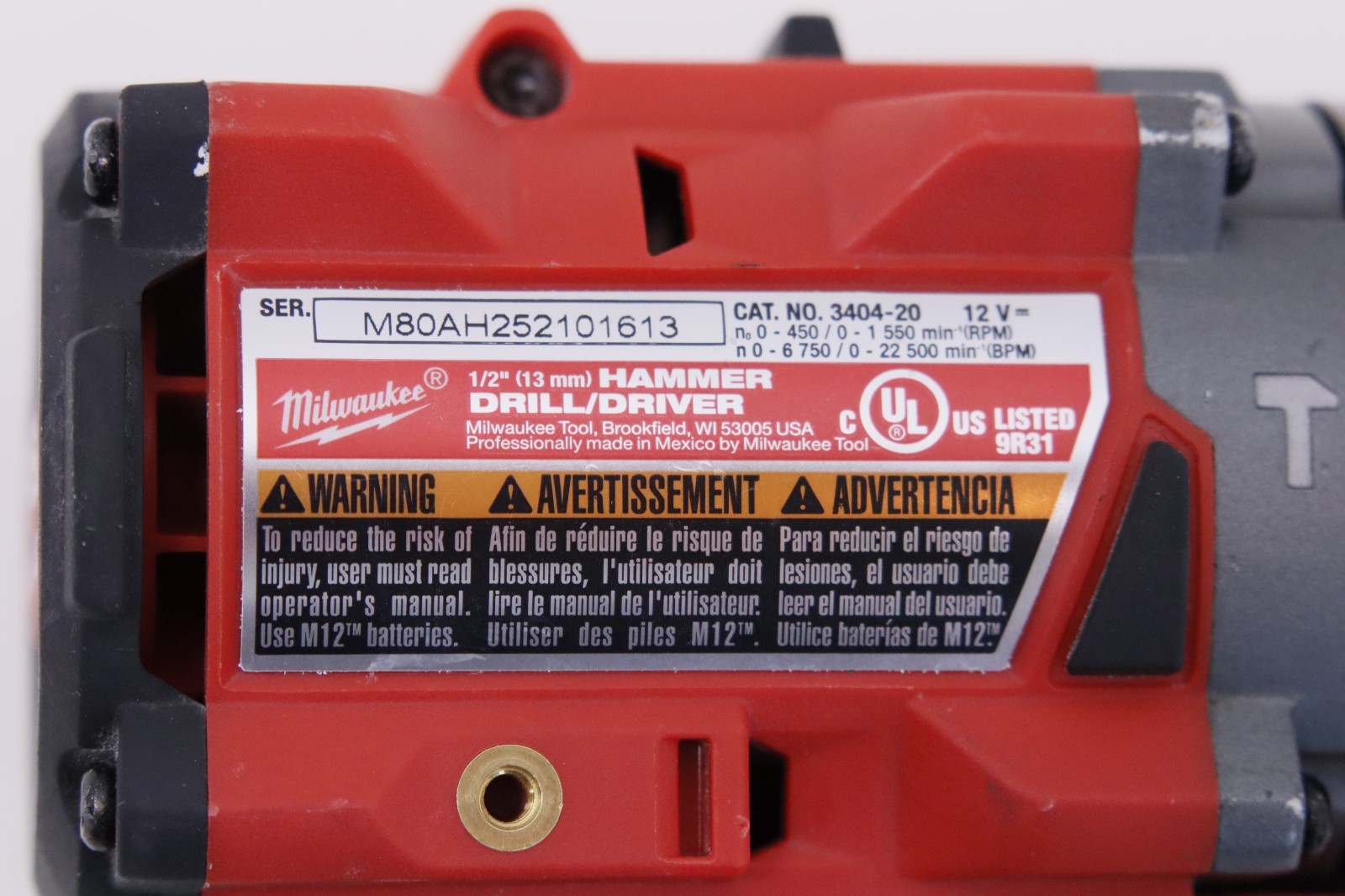 Milwaukee 3404-20 1/2″ M12 Hammer Fuel Brushless Drill Driver Gen 3 Tool Only