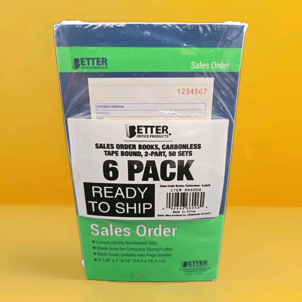 Better Office Products Sales Order Books 6 Pack 2-Part Carbonless 66006 New