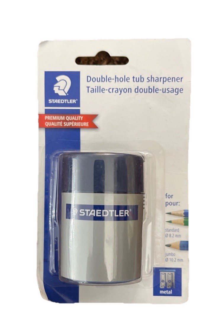 STAEDTLER Manual Pencil Sharpener Blue/Silver (512 001 BK). Double Hole. New