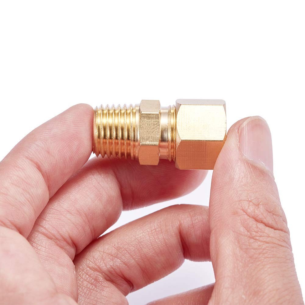 5 Pack Brass Compression Fittings – 1/4″ OD x 1/4″ NPT Male Couplers