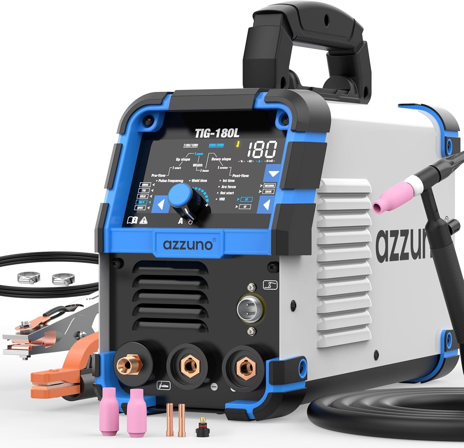 AZZUNO 5 In 1 Cold TIG Welding Machine 180A Cold Spot Stick/TIG Welder 110V/220V