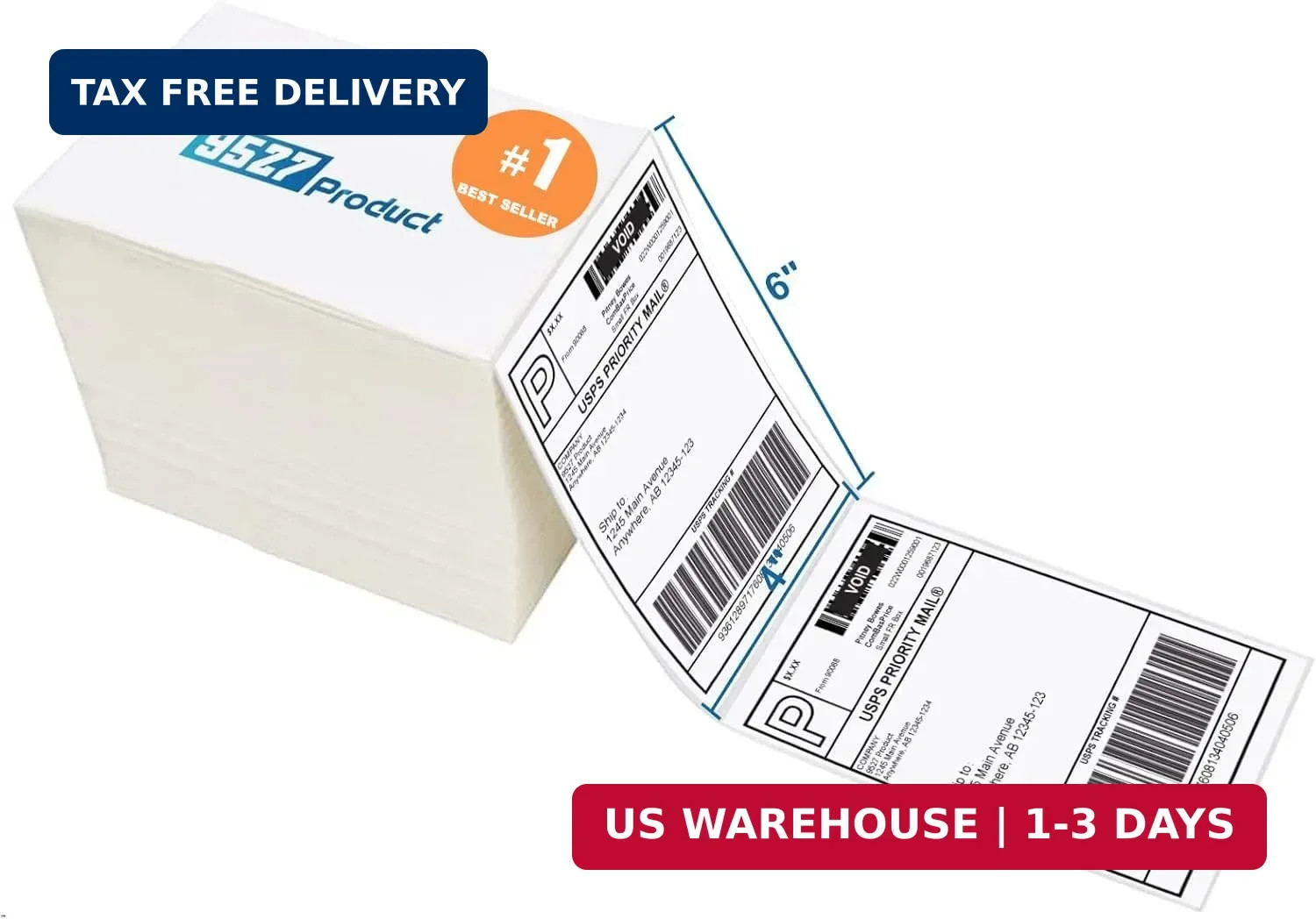 9527 Product Fanfold 4 x 6 Direct Thermal Labels White Perforated Shipping Label
