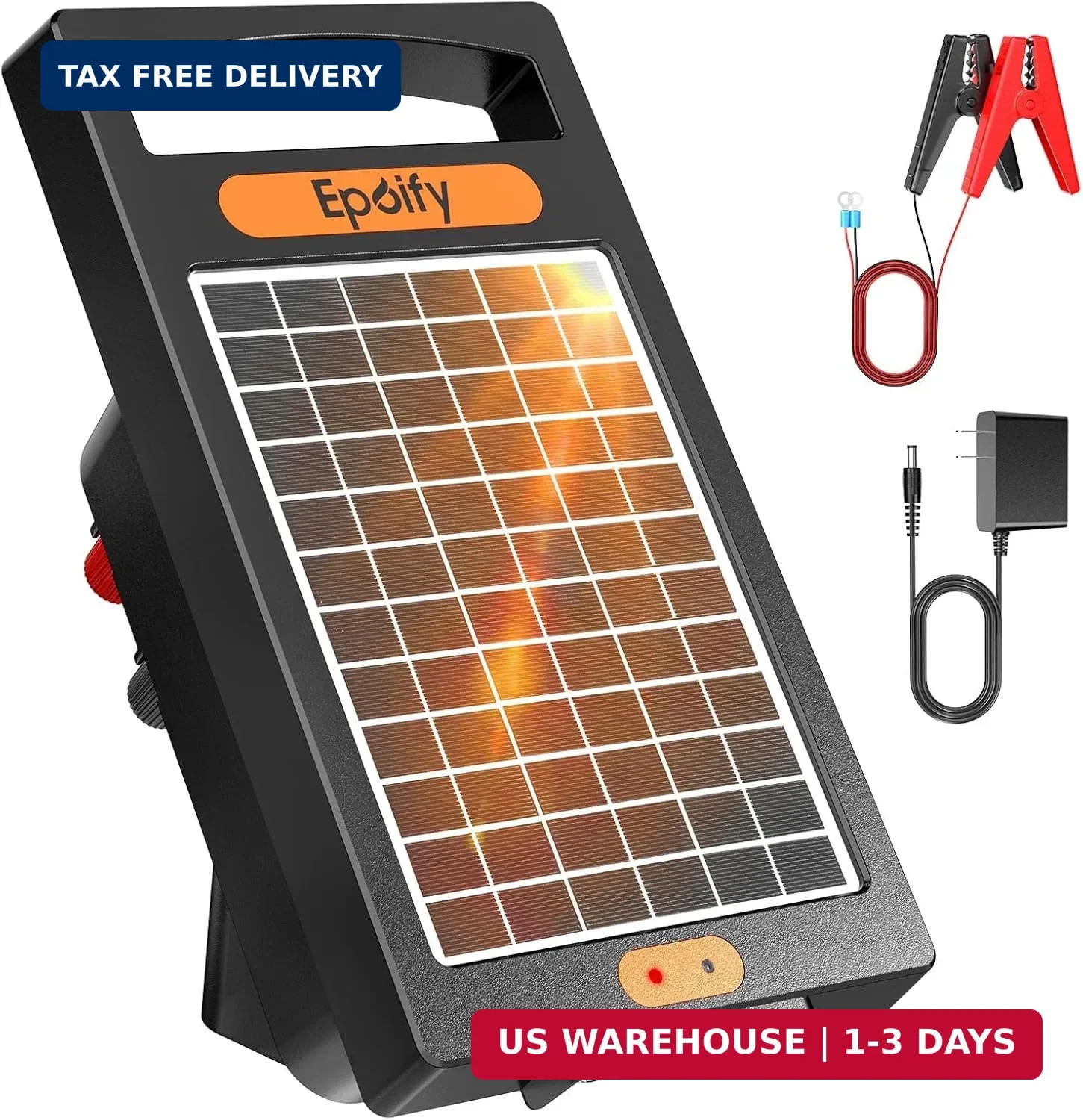 24 Hour Solar Electric Fence Charger, 10 Miles, Up to 10200v Output Range Electr