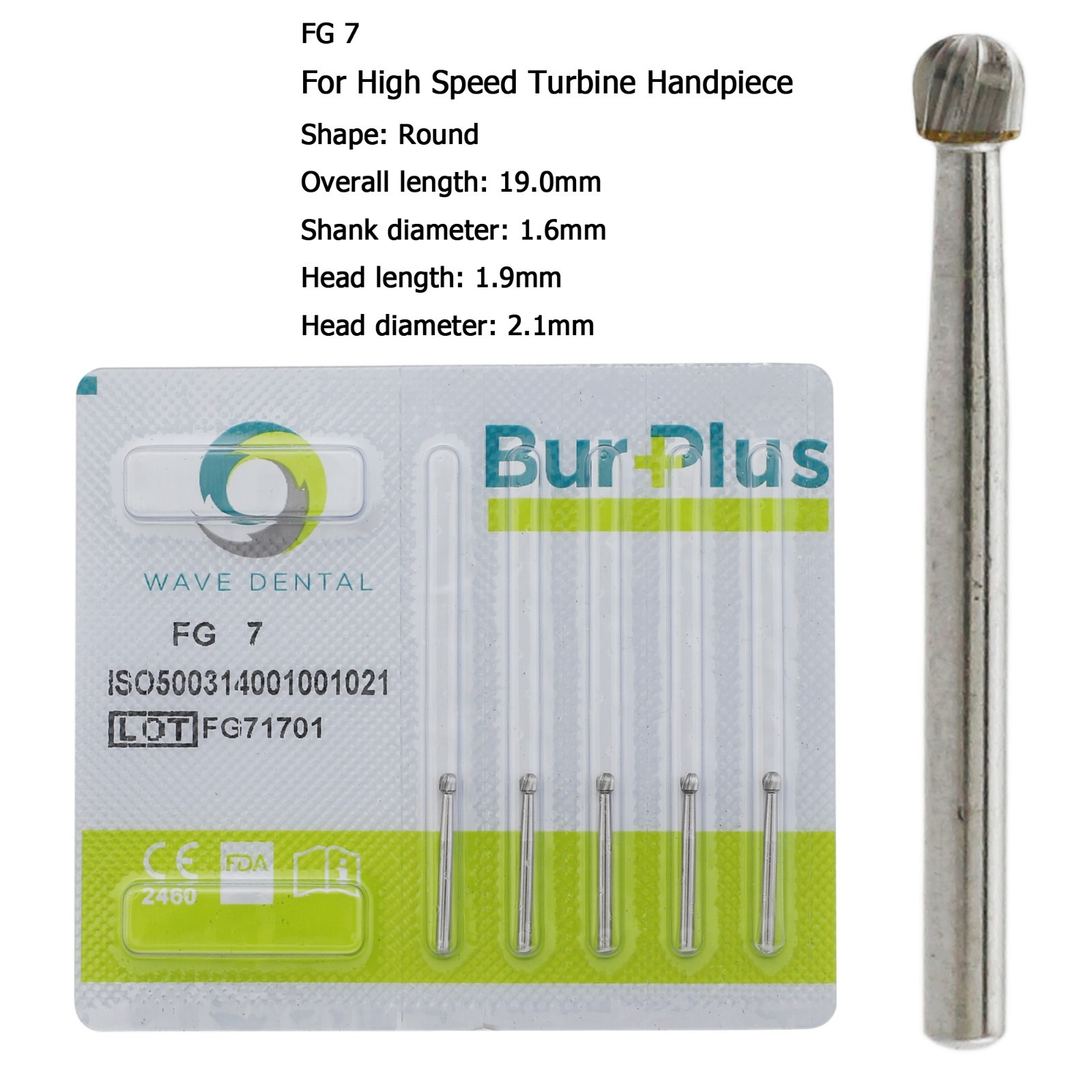 WAVE Dental Round Surgical Burs Carbide Bur High Speed Long FG / FG SURG 2 4 6 8