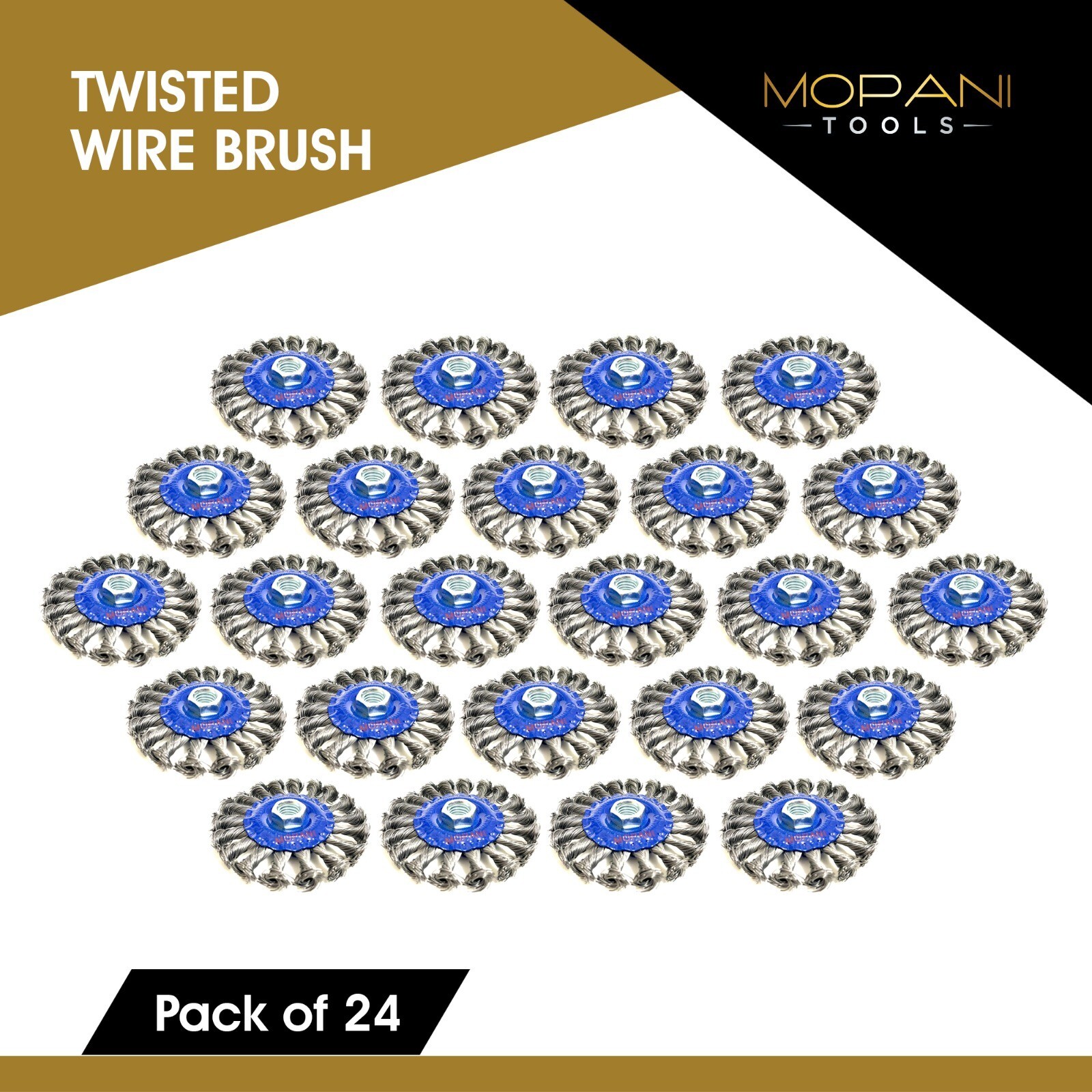 24Pcs Wheel Wire Brush 4-Inch (4″ Twisted/Knotted) 5/8″-11 UNC Angle Grinder