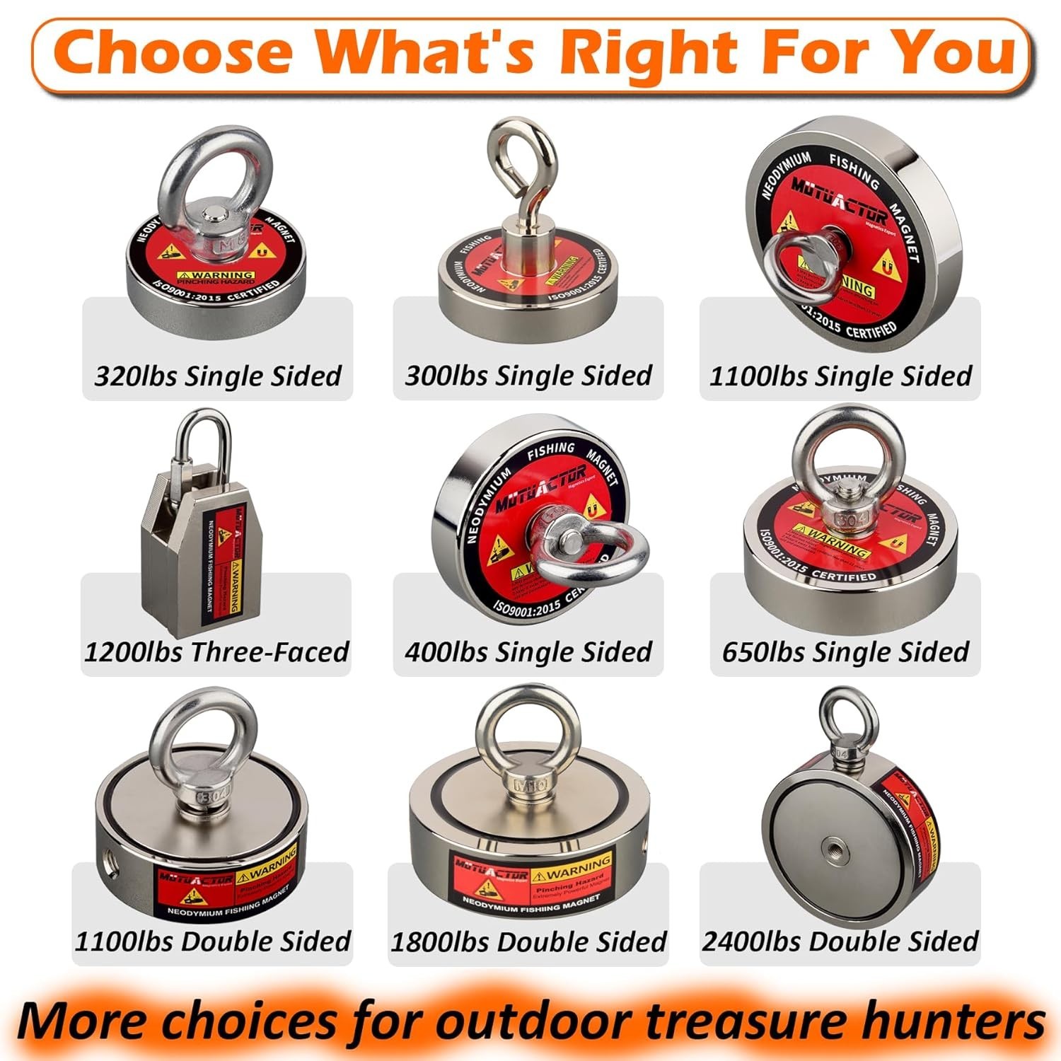 Three Sides Fishing Magnet Kit Strong Powerful Combined 1200Lb, Super Strong Neo