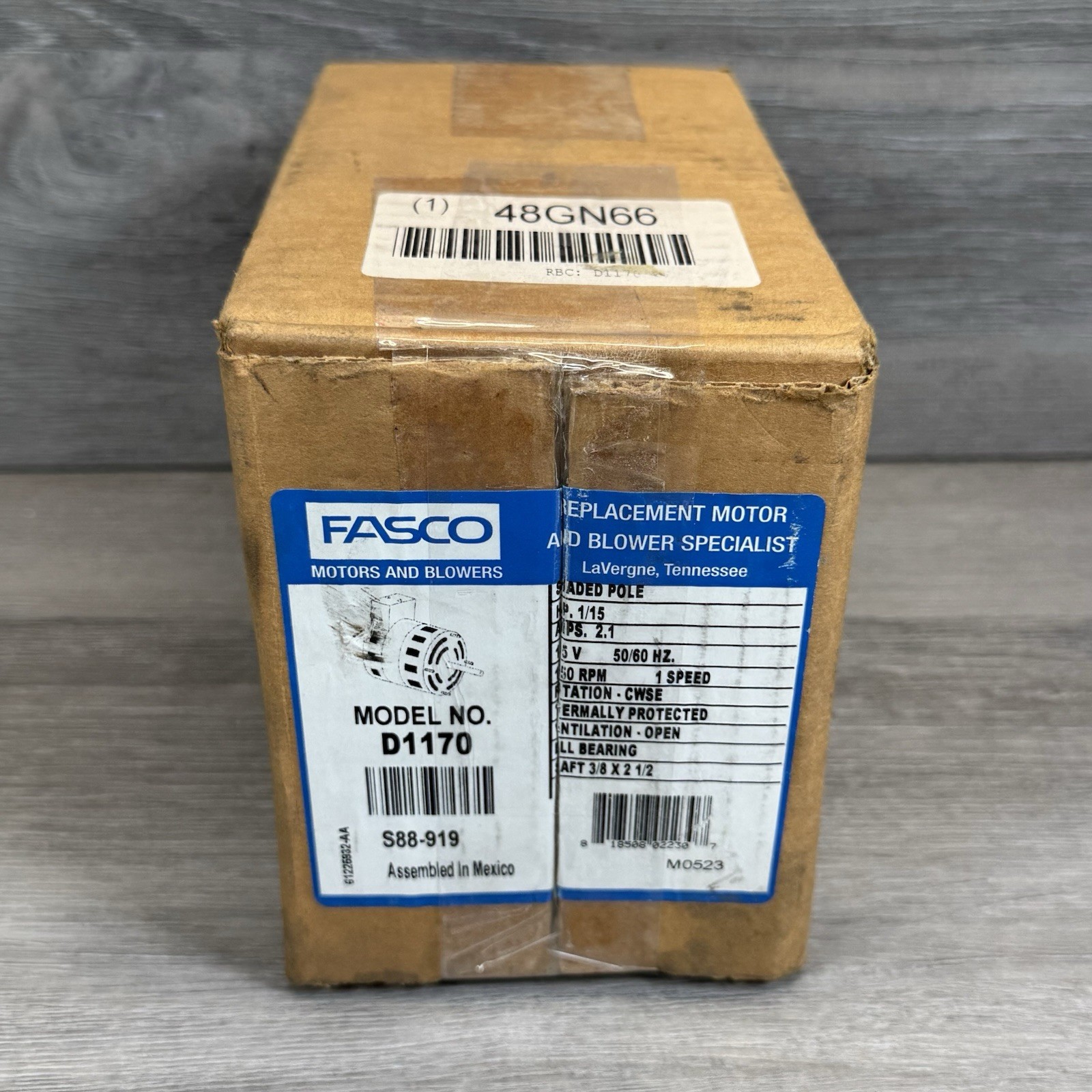 Fasco D1170 Shaded Pole Motor 1/15 HP 1550 RPM 115V