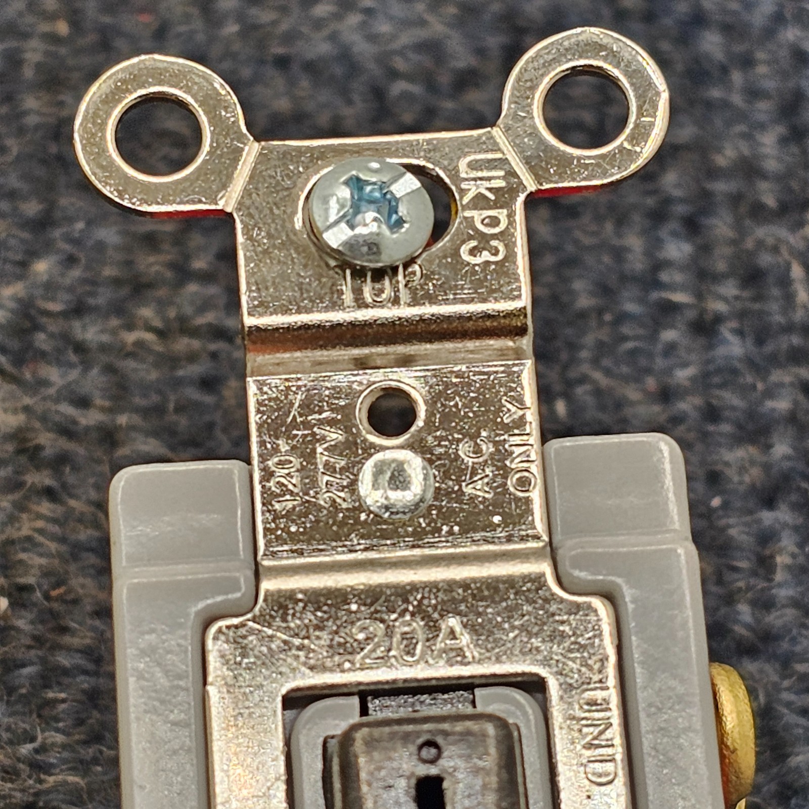 Hubbell HBL1221L: HBL Lock Switch, Single Pole 20A 120-277VAC, Back & Side Wired