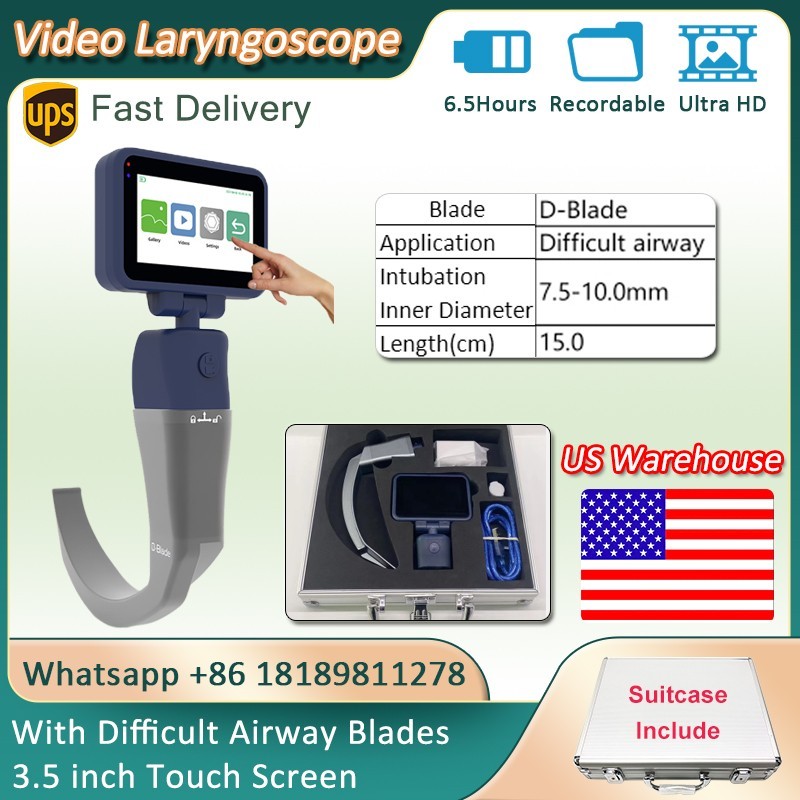 3.5 inch HD Touch Screen Digital Video Laryngoscope With Difficult Airway Blade