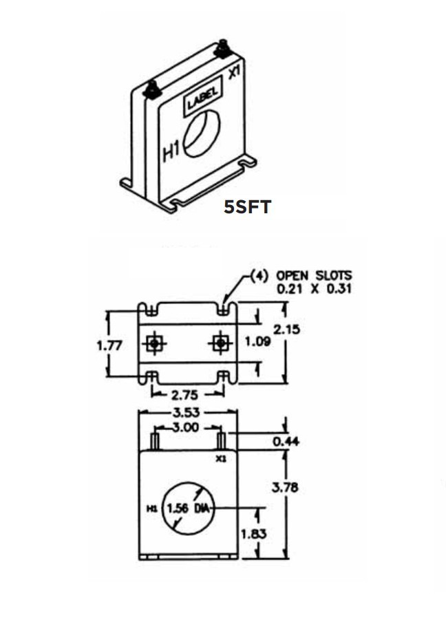 5SFT-500 Current Transformer, Non-ANSI Rated Window Type, 50:5, Class 2, 1 VA